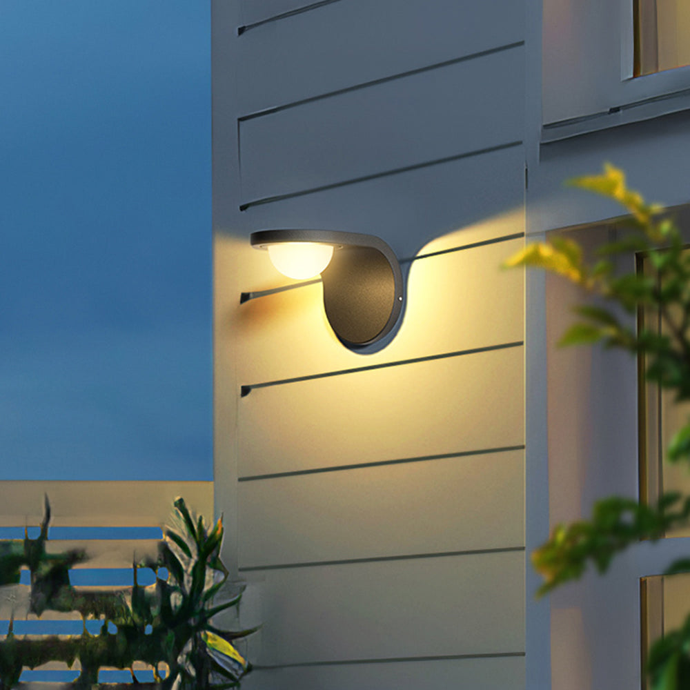 Orr Modern Arc Metal Acrylic Solar Waterproof Adjustable Outdoor Wall Lamp