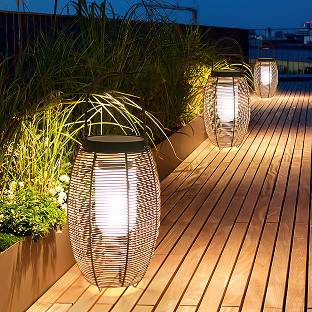 Ritta Retro Lantern /Rattan Floor Lamp, Wood Color - Letslighting