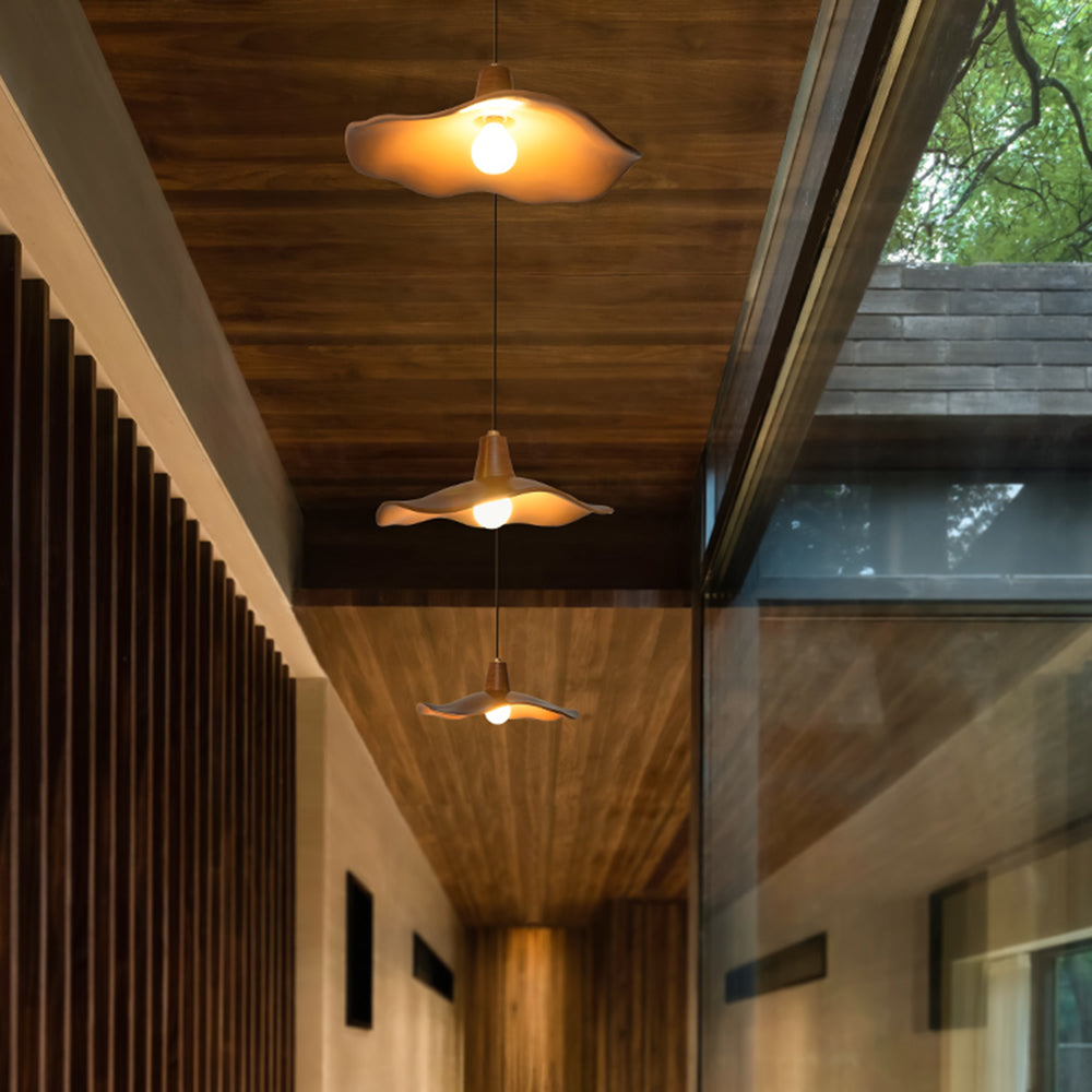 Arisha Pendant Light Wave Retro, Mahogany/Resin, Dining Room - Letslighting