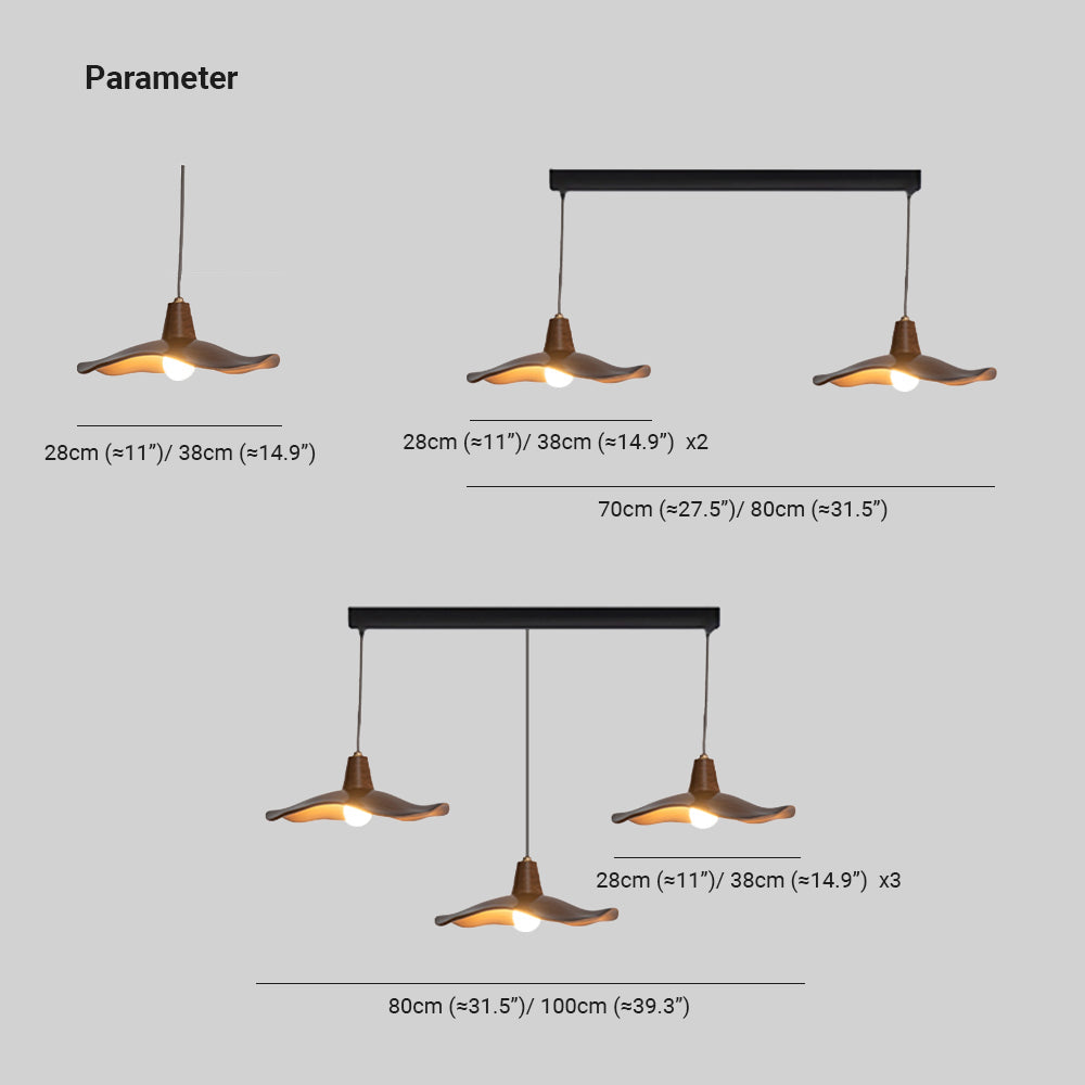 Arisha Pendant Light Wave Retro, Mahogany/Resin, Dining Room - Letslighting