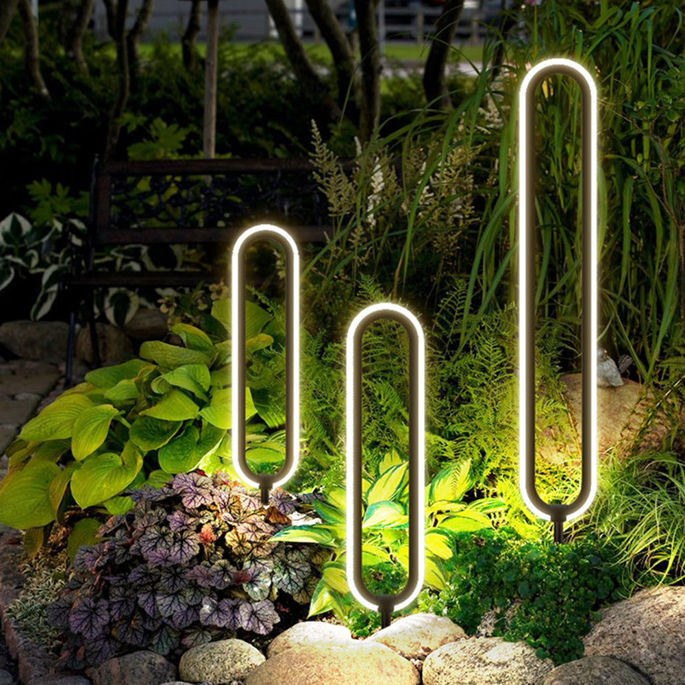 Ray Modern Metal Elliptical Ring Solar Outdoor Path Light