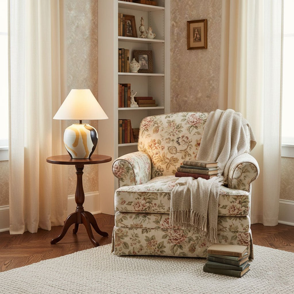 Abstract Artistic Fabric & Ceramics Table Lamp