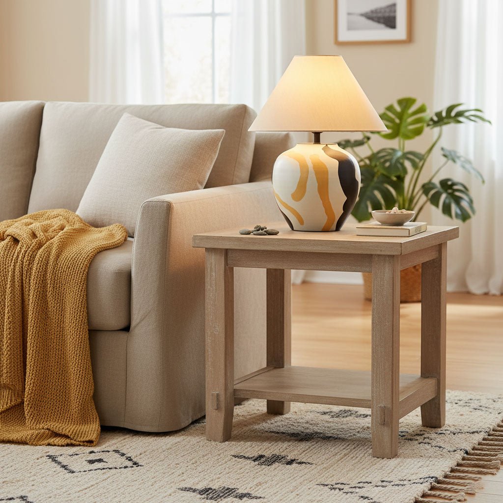 Abstract Artistic Fabric & Ceramics Table Lamp