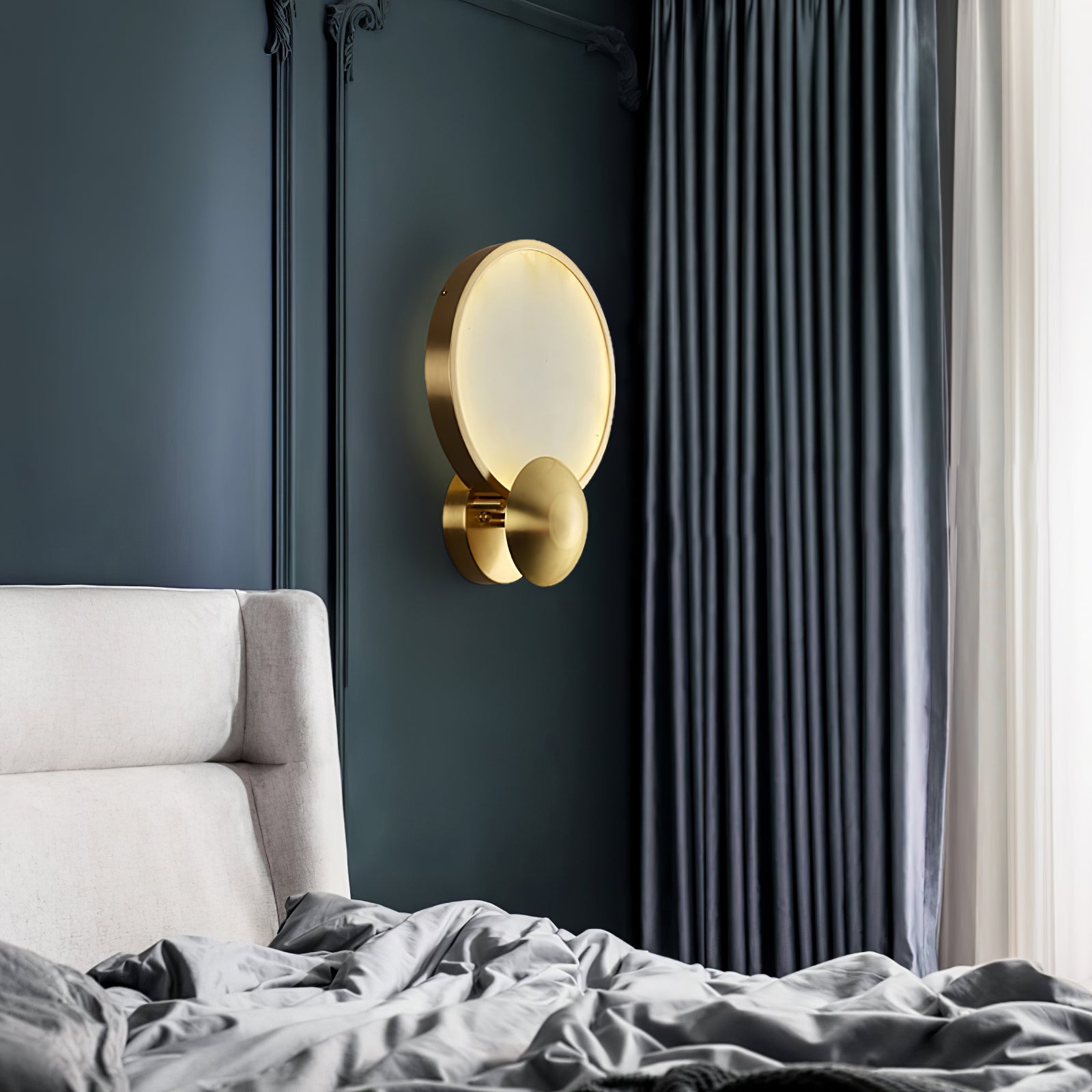 Sol Alabaster Brass Wall Light