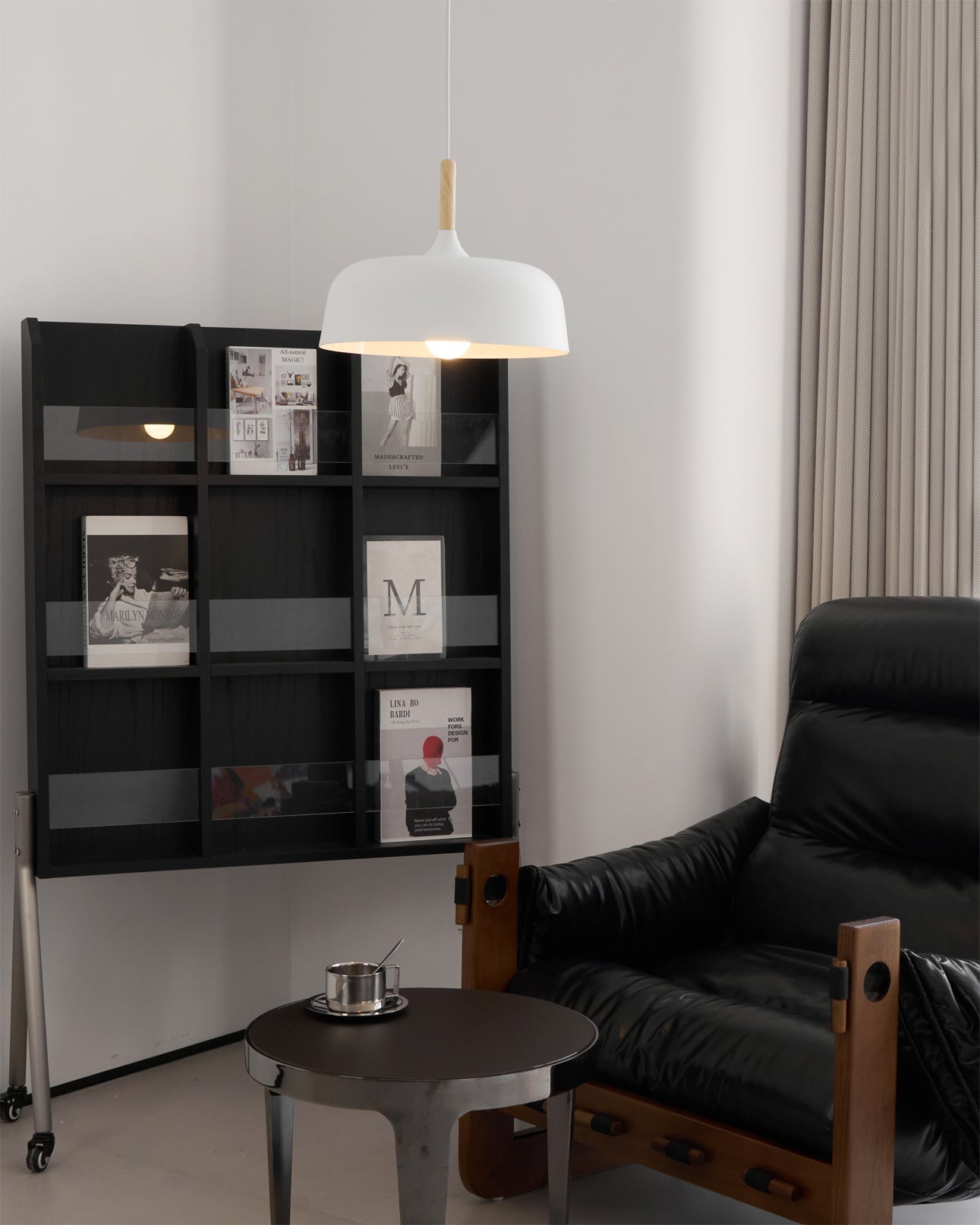 Lustra Pendant Lamp White Shade Wood - Letslighting