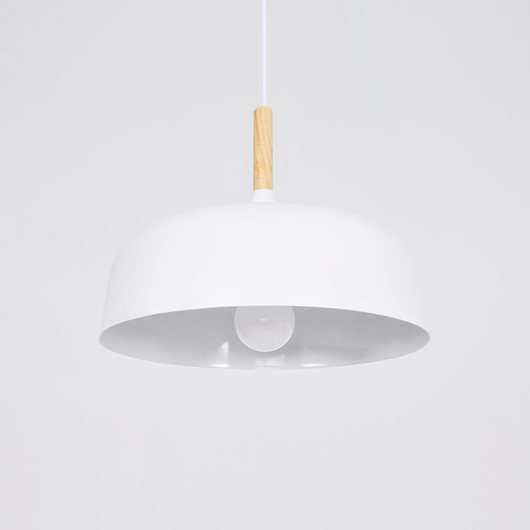 Lustra Pendant Lamp White Shade Wood - Letslighting