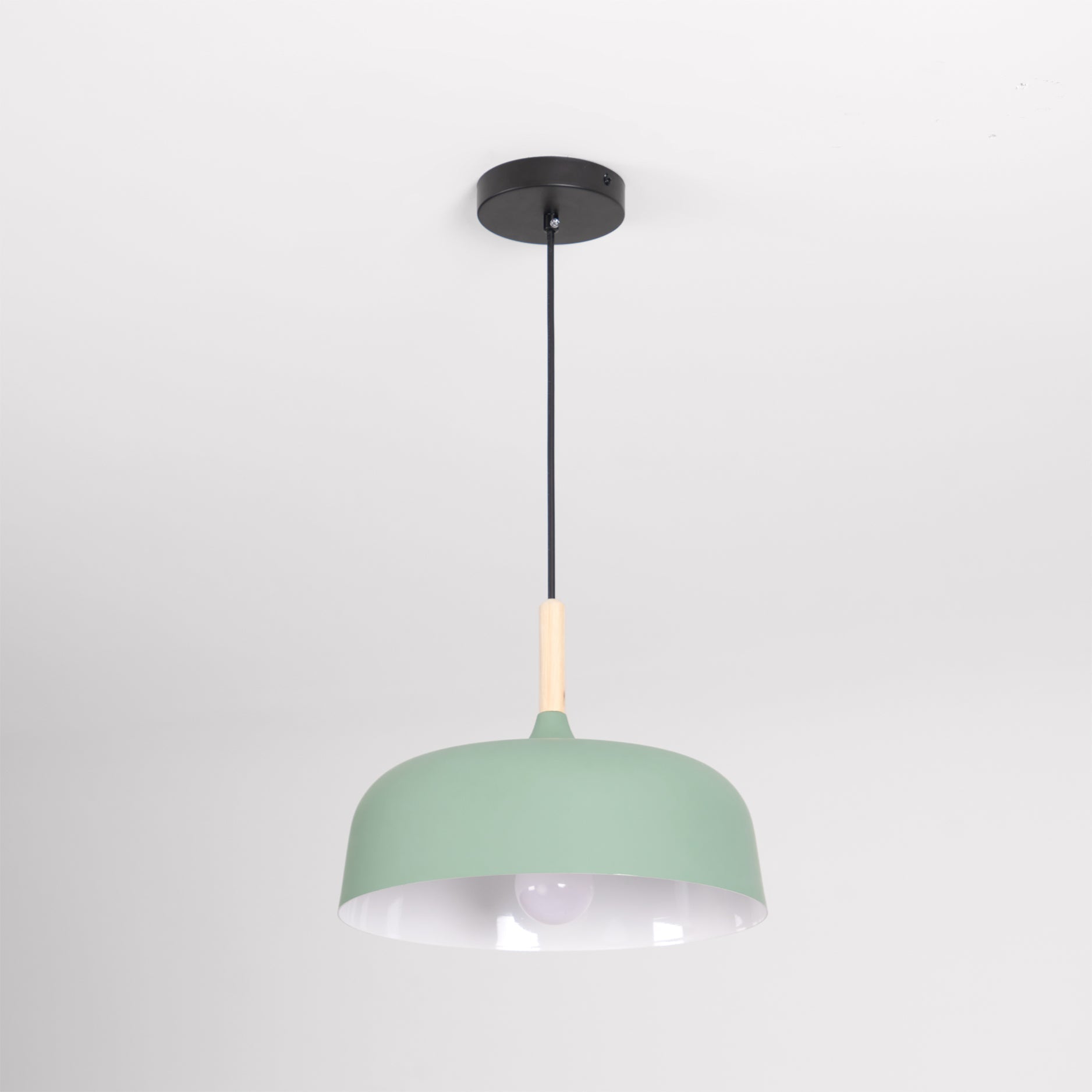 Lustra Pendant Lamp White Shade Wood - Letslighting