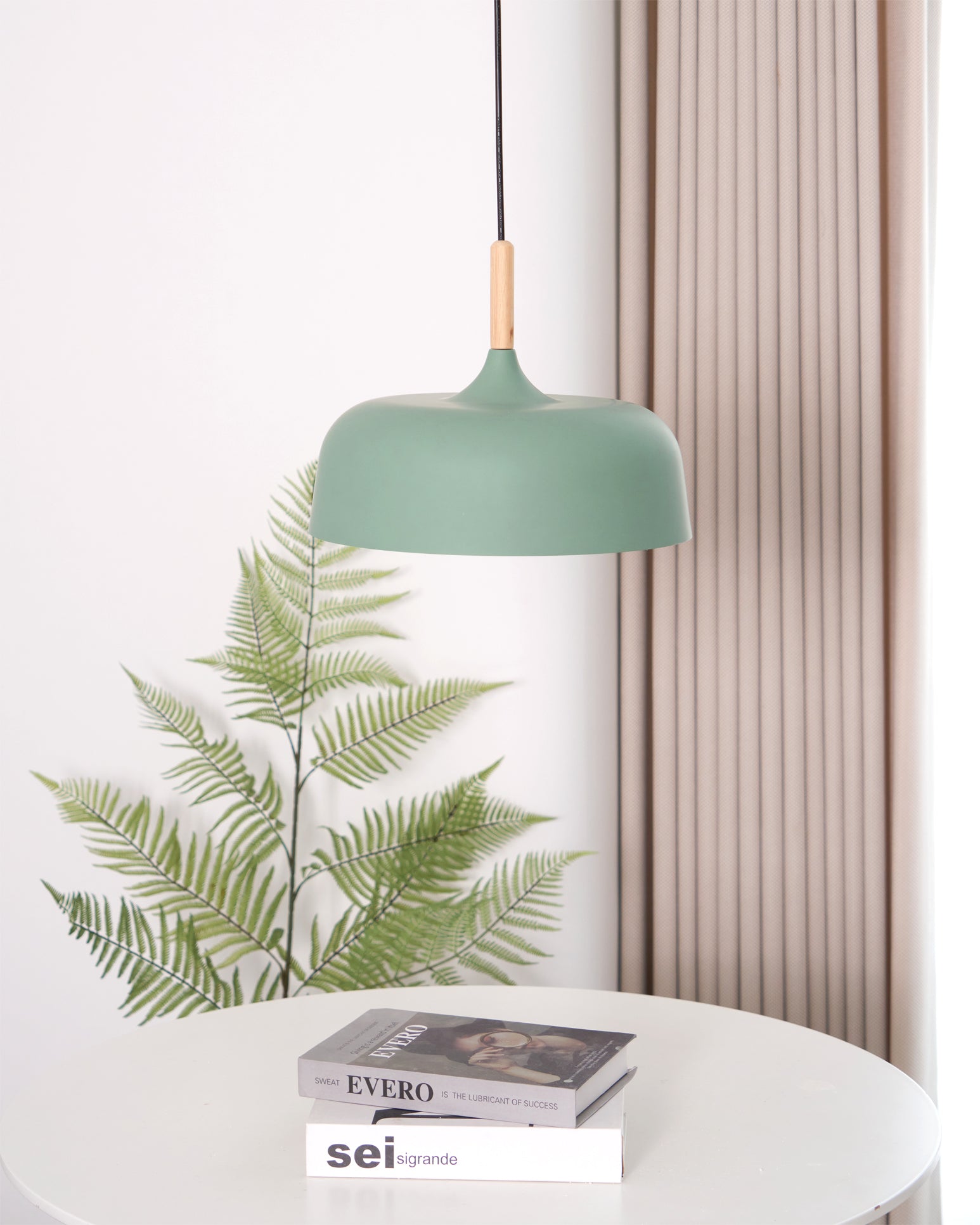 Lustra Pendant Lamp White Shade Wood - Letslighting