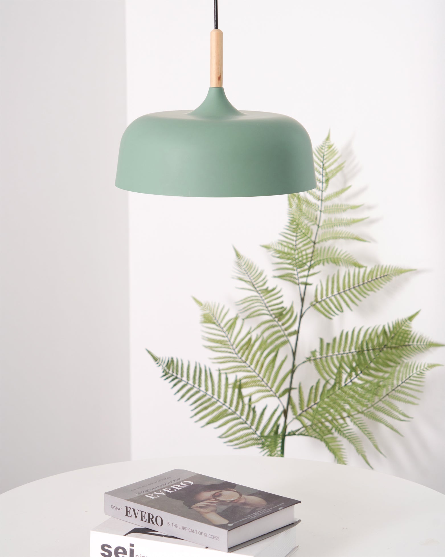 Lustra Pendant Lamp White Shade Wood - Letslighting
