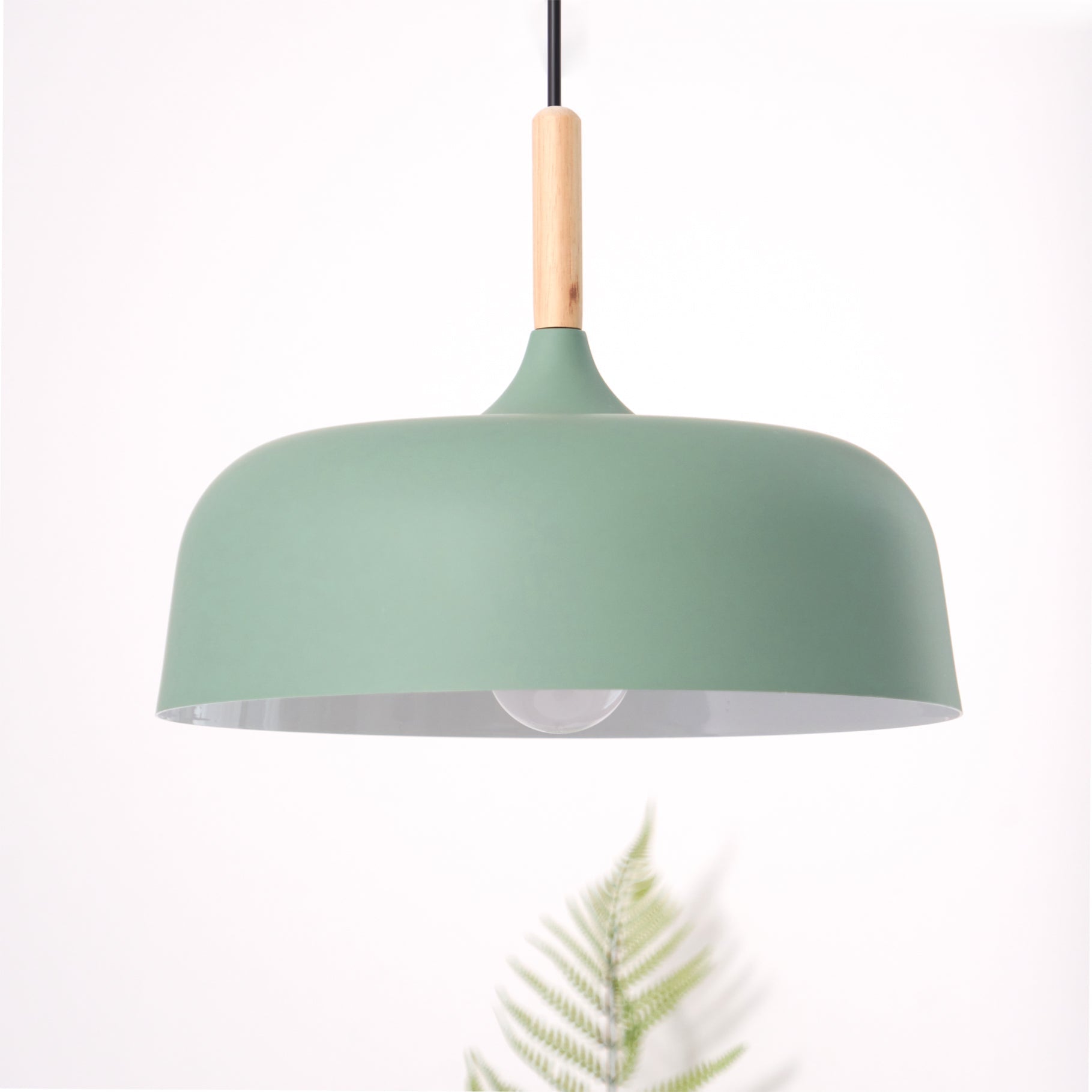 Lustra Pendant Lamp White Shade Wood - Letslighting