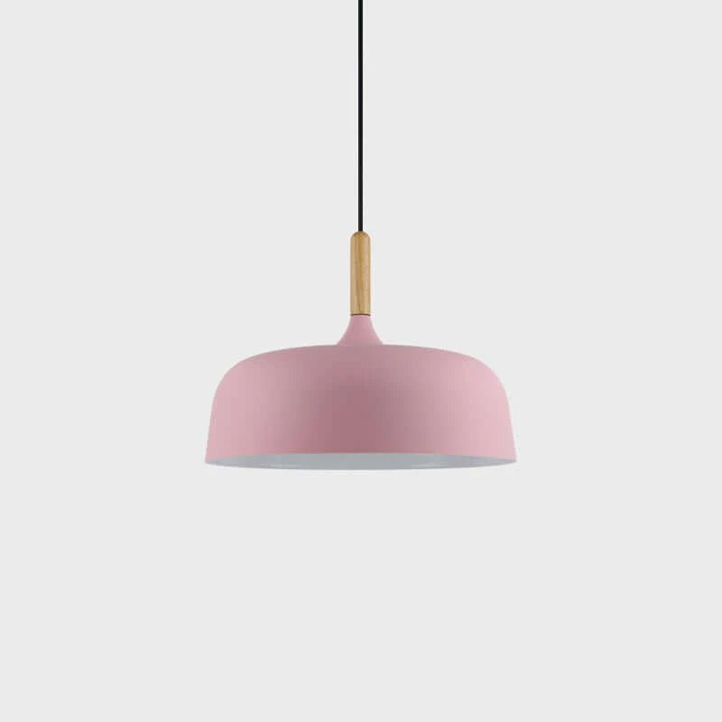 Lustra Pendant Lamp White Shade Wood - Letslighting