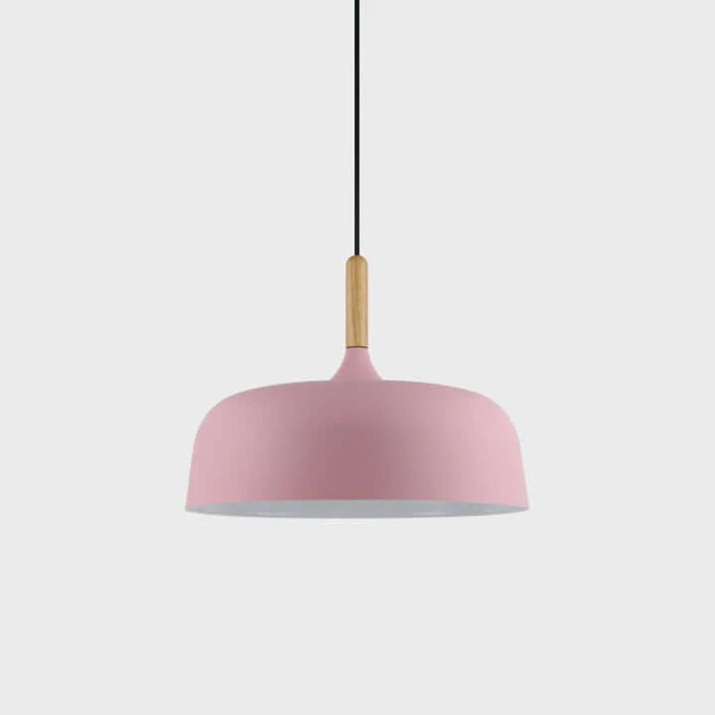 Lustra Pendant Lamp White Shade Wood - Letslighting