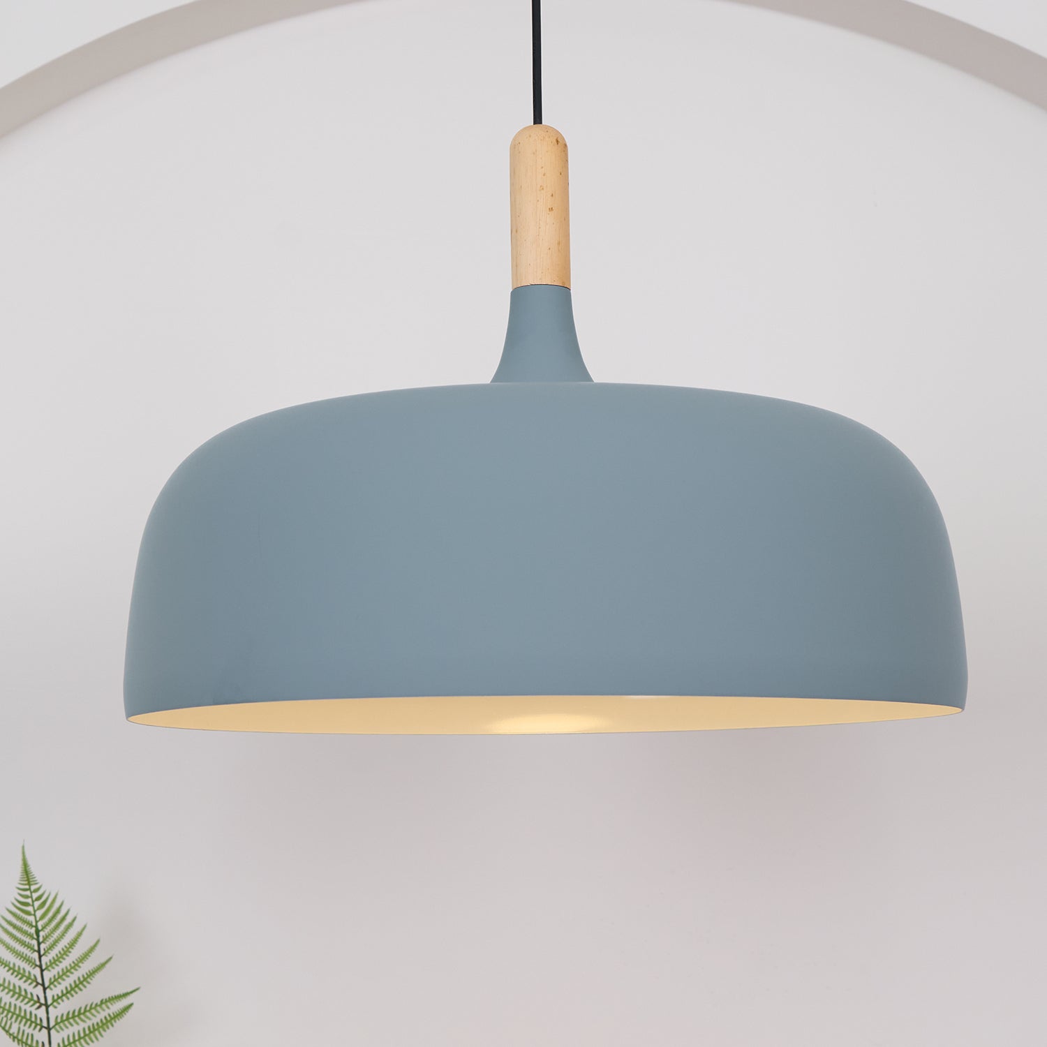 Lustra Pendant Lamp White Shade Wood - Letslighting