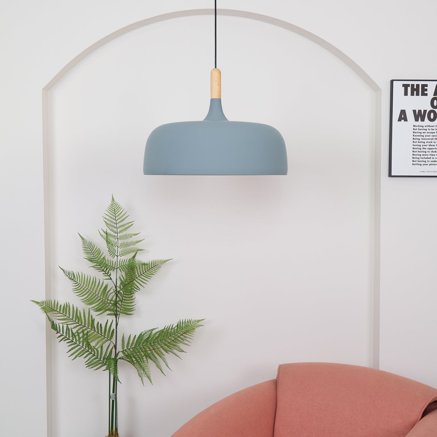 Lustra Pendant Lamp White Shade Wood - Letslighting