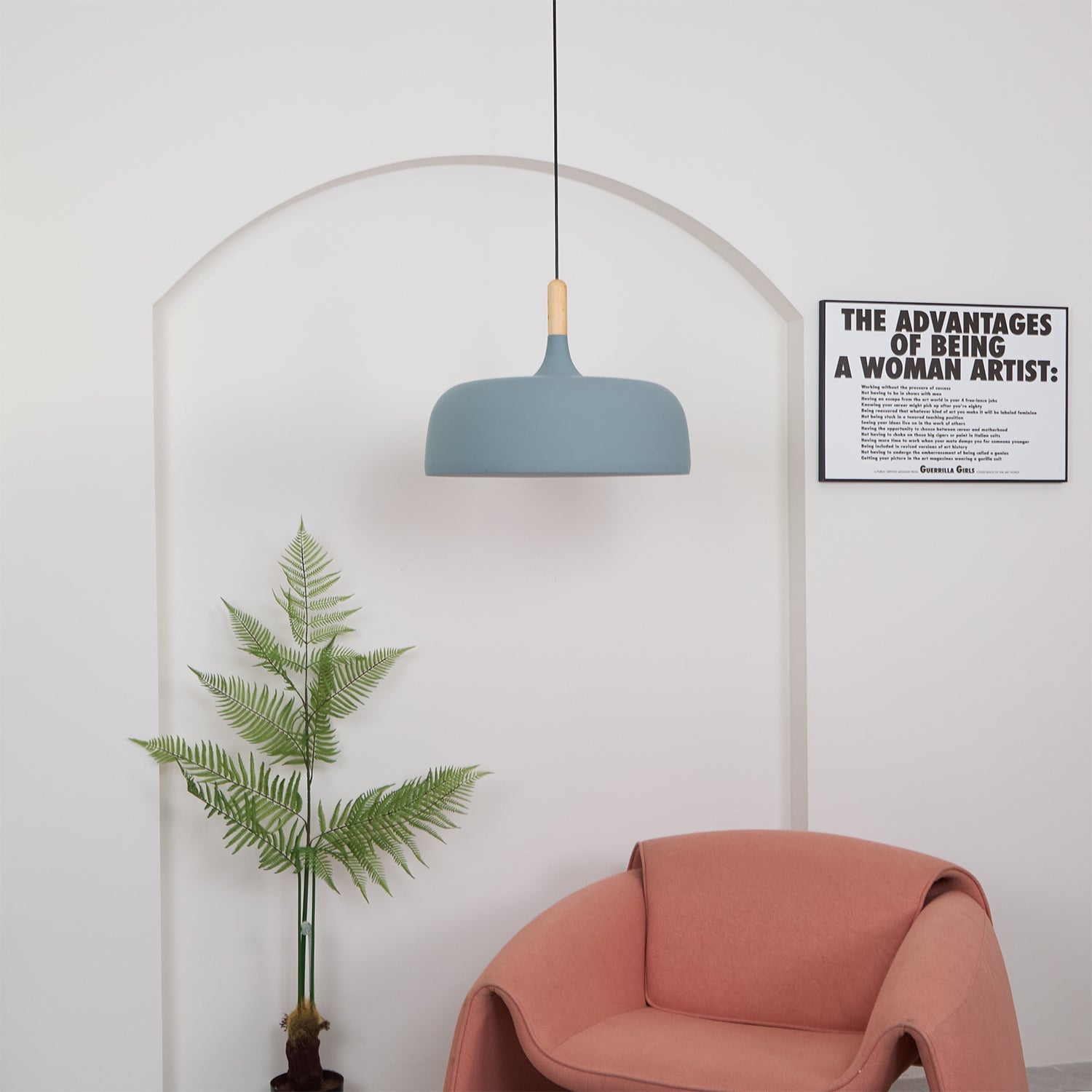 Lustra Pendant Lamp White Shade Wood - Letslighting