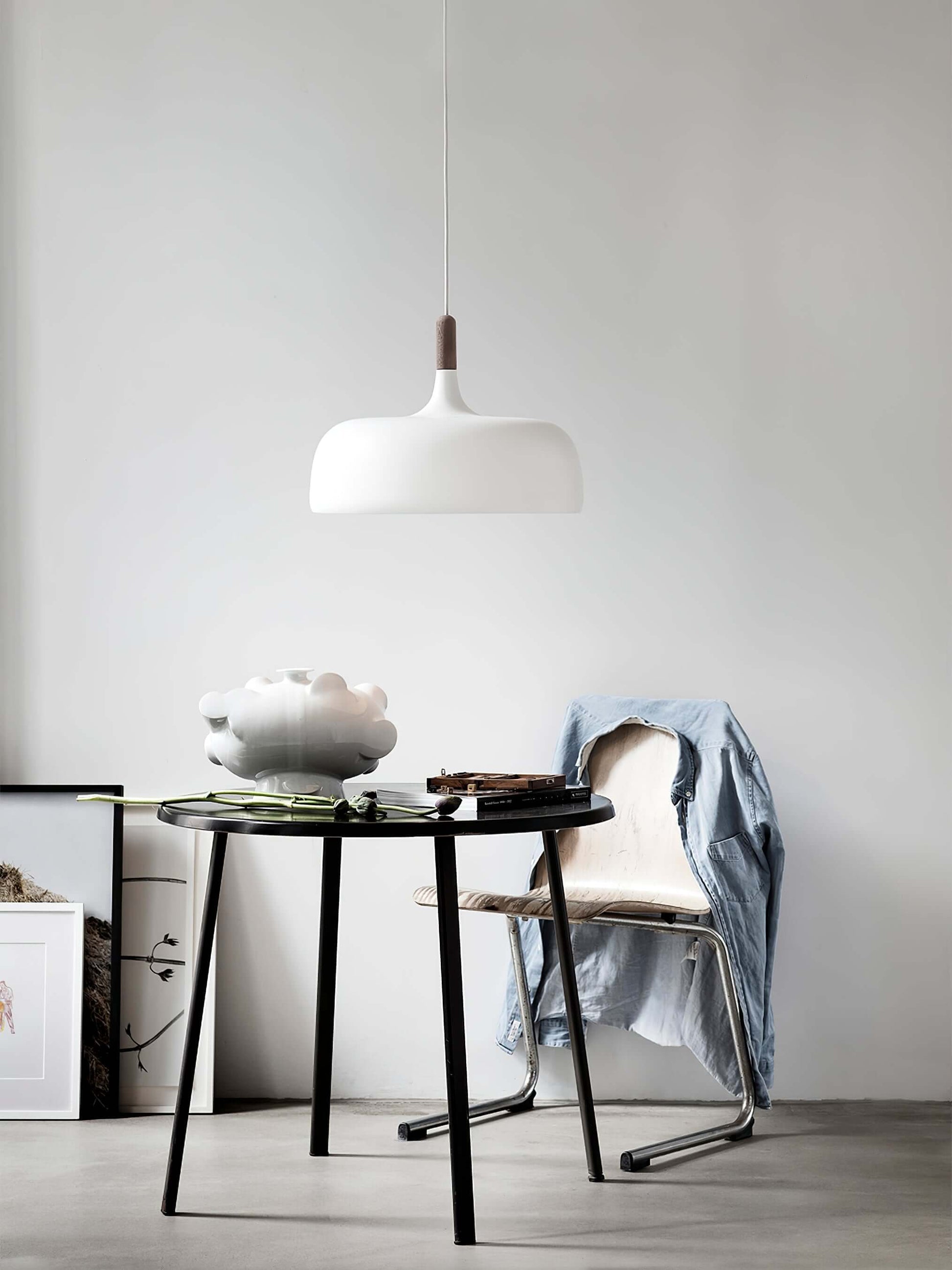 Lustra Pendant Lamp White Shade Wood - Letslighting