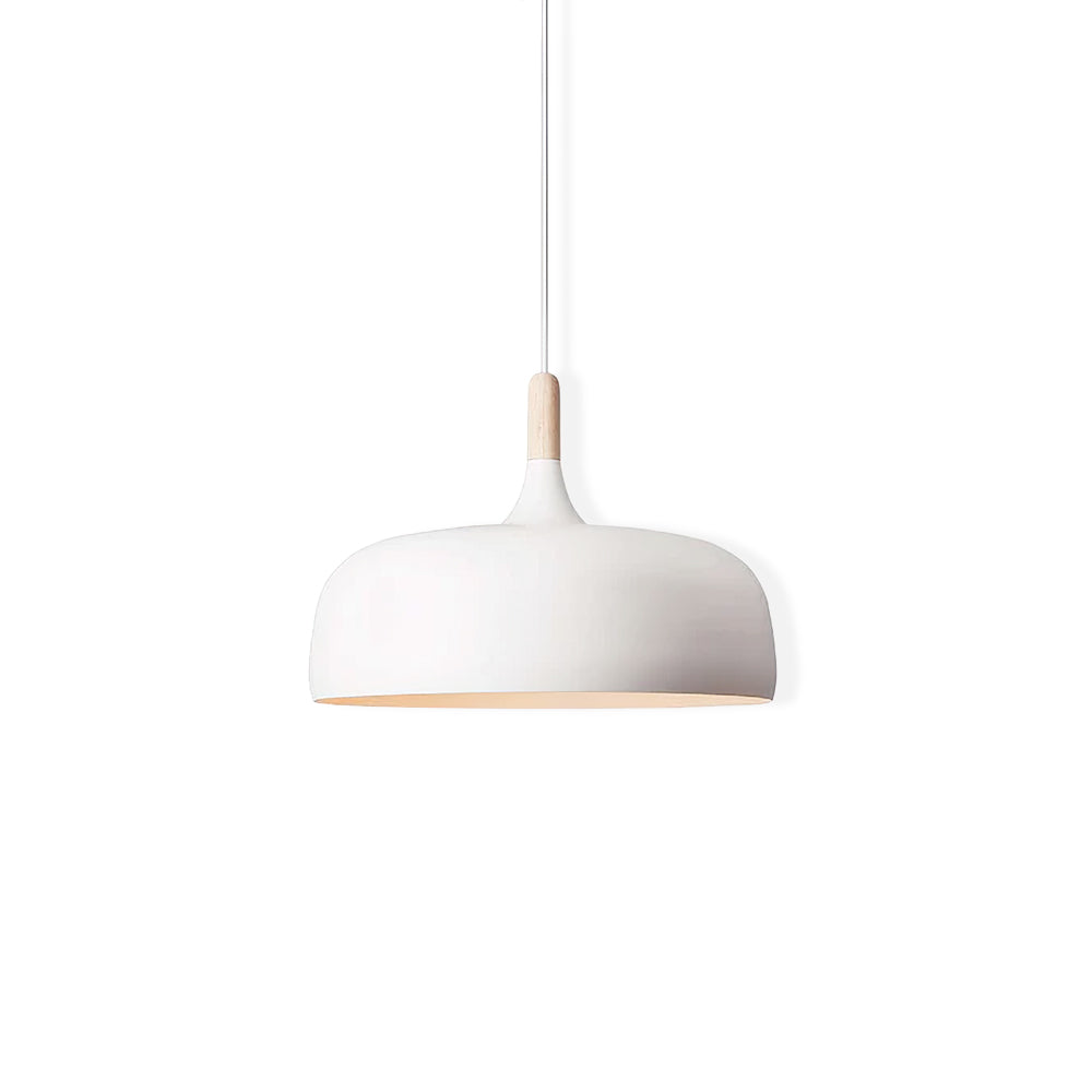 Lustra Pendant Lamp White Shade Wood - Letslighting