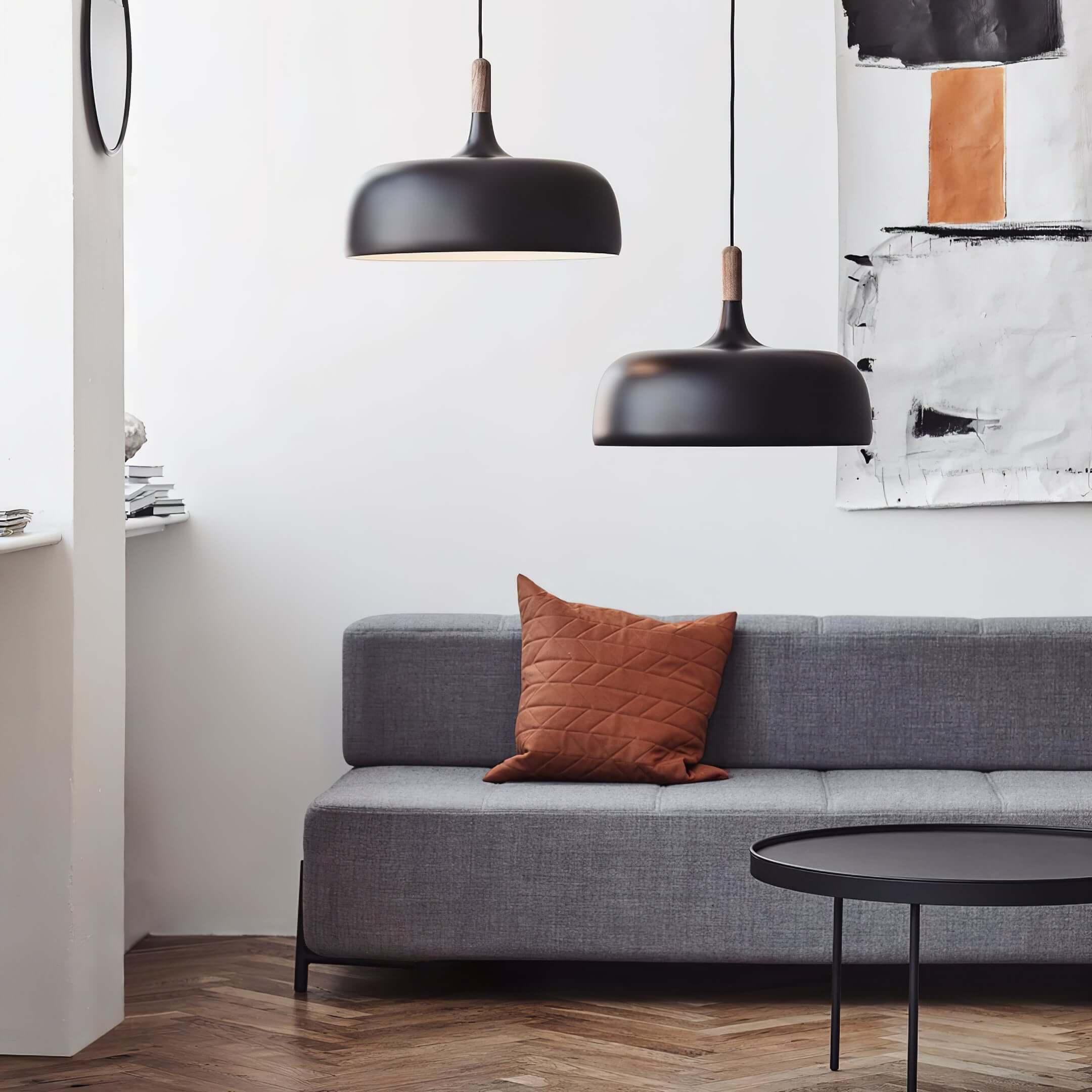 Lustra Pendant Lamp White Shade Wood - Letslighting