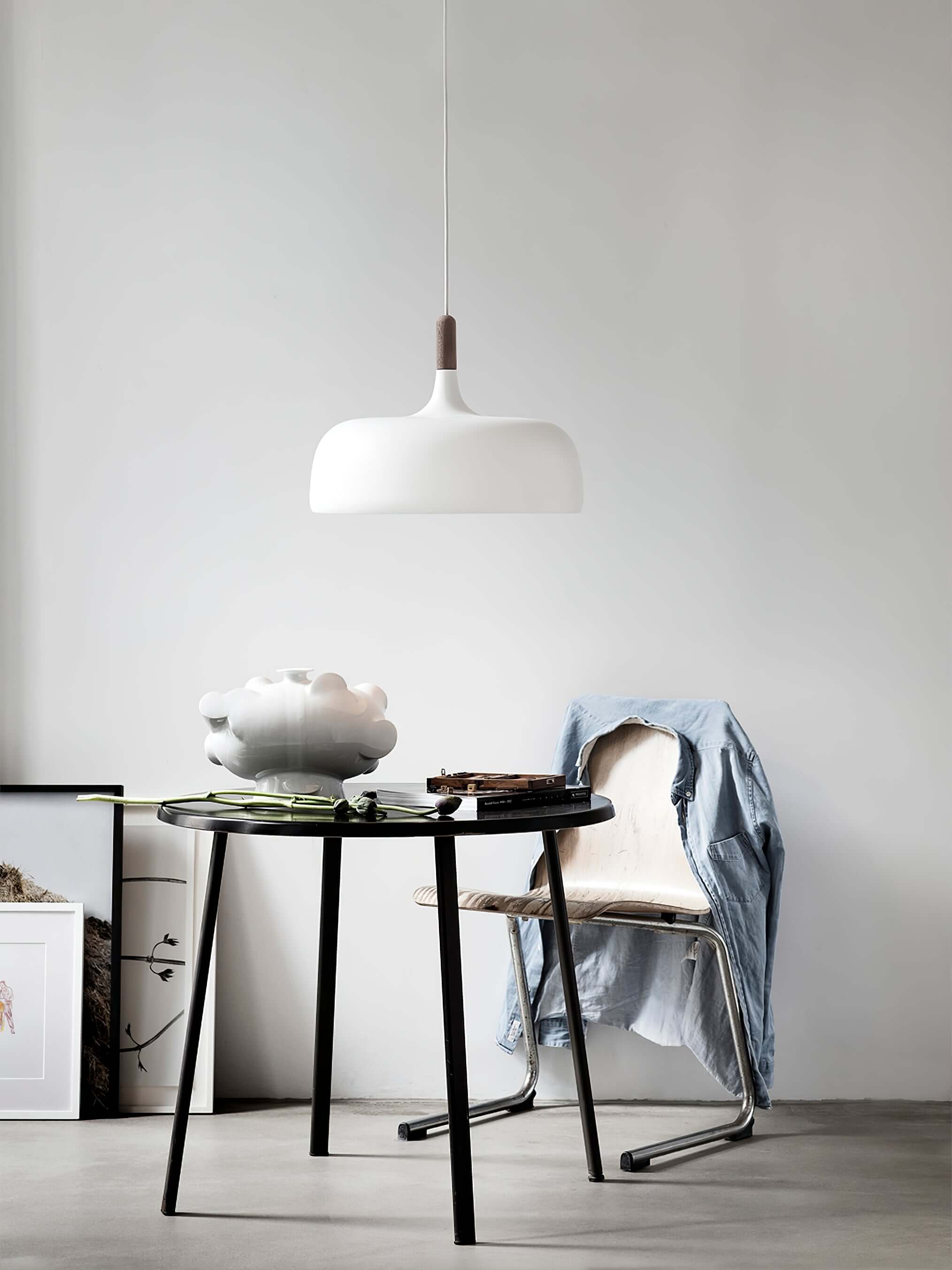 Lustra Pendant Lamp White Shade Wood - Letslighting