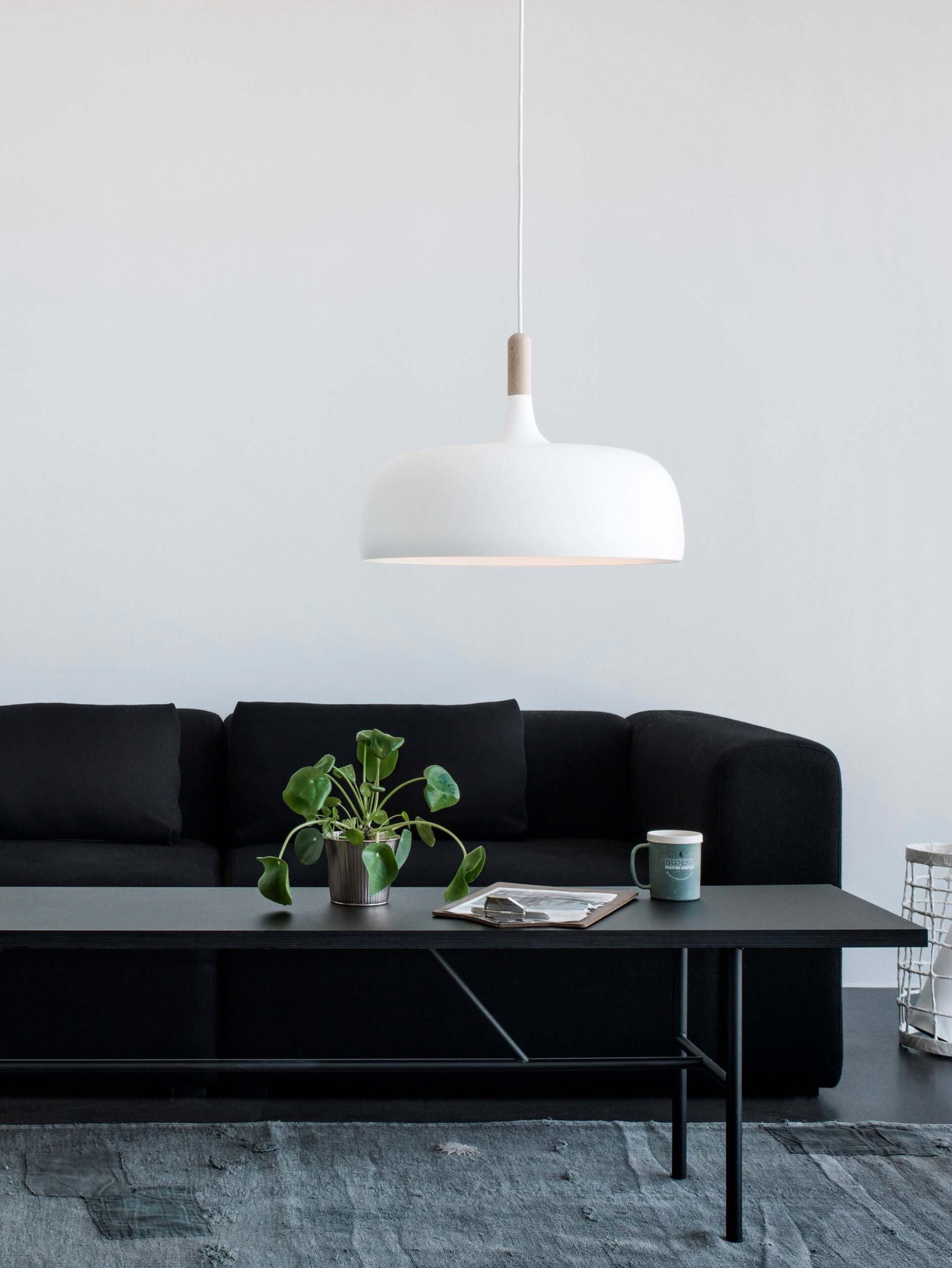 Lustra Pendant Lamp White Shade Wood - Letslighting