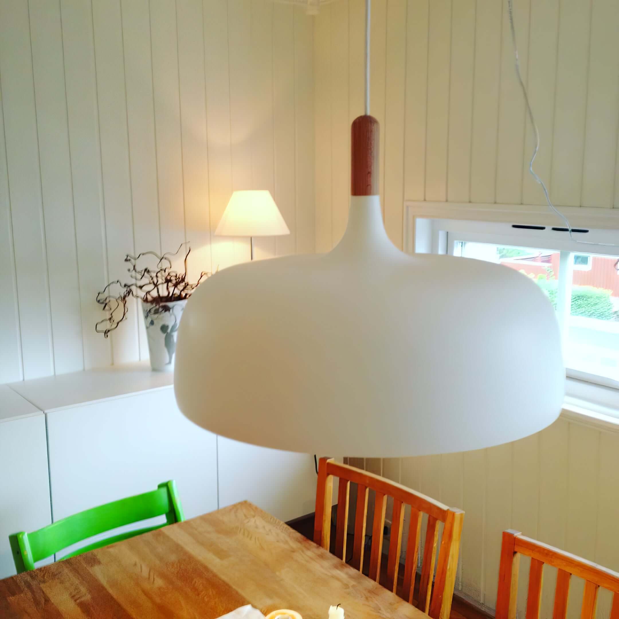 Lustra Pendant Lamp White Shade Wood - Letslighting
