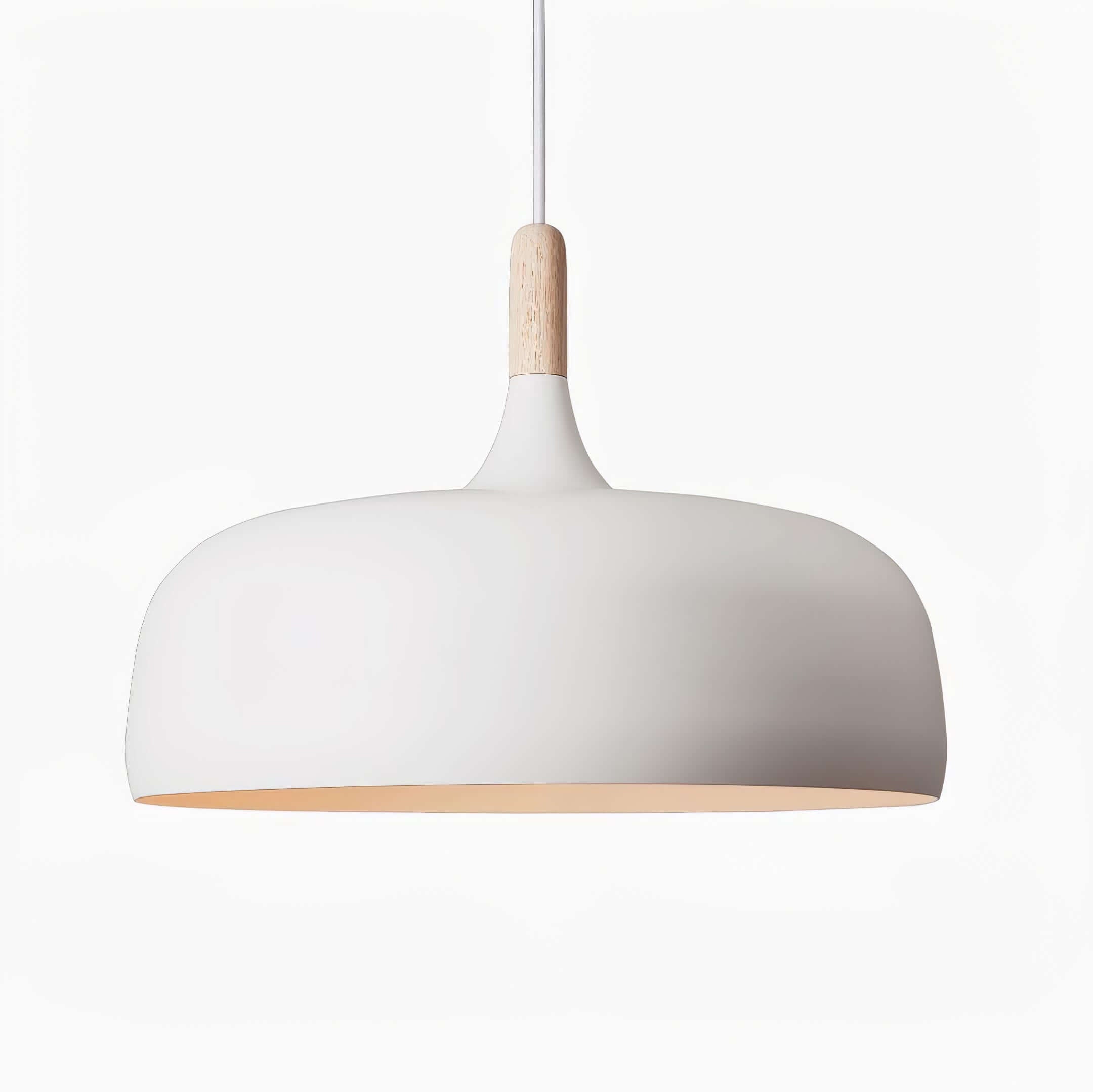 Lustra Pendant Lamp White Shade Wood - Letslighting