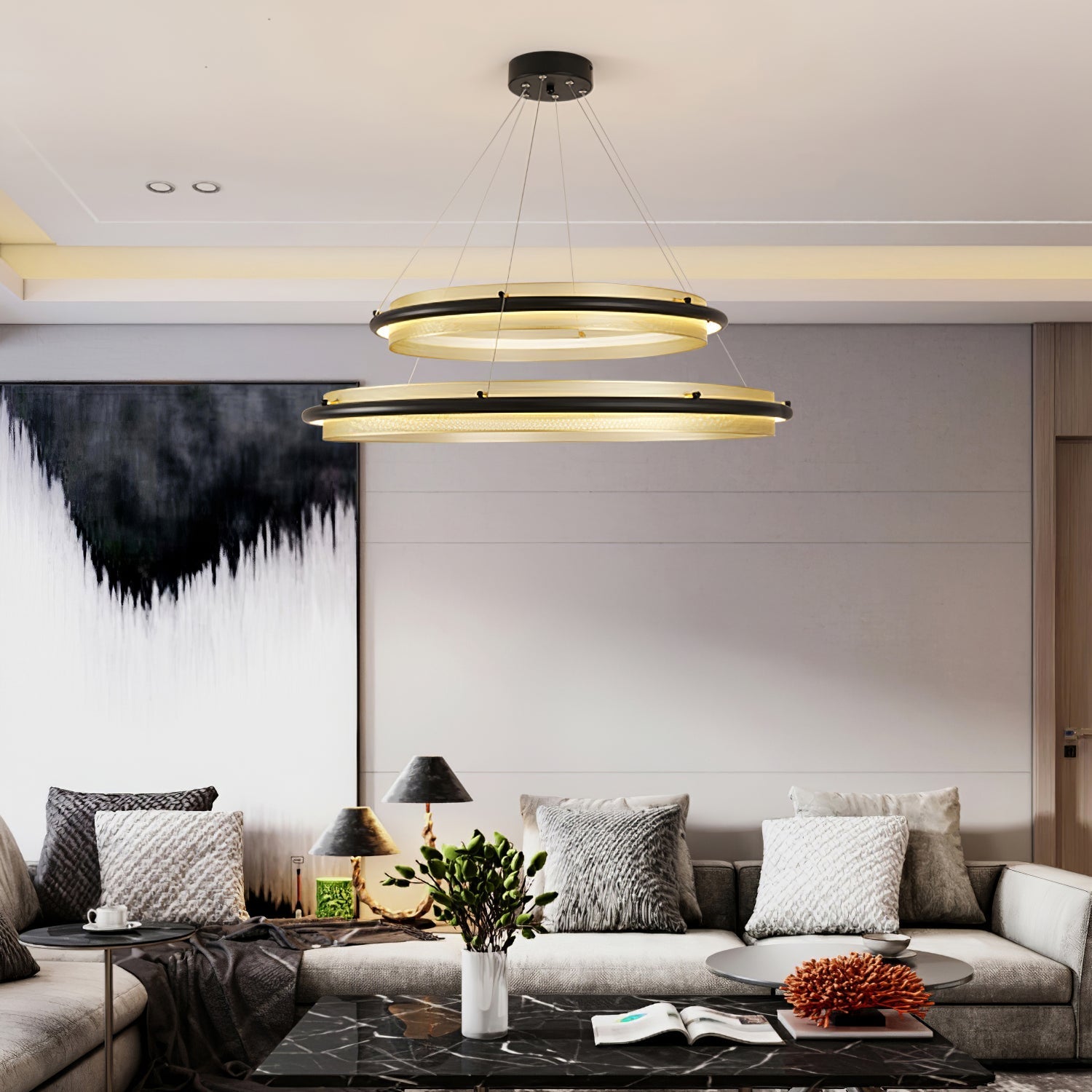 Erveliel Modern Minimalist LED Round Chandelier - Letslighting
