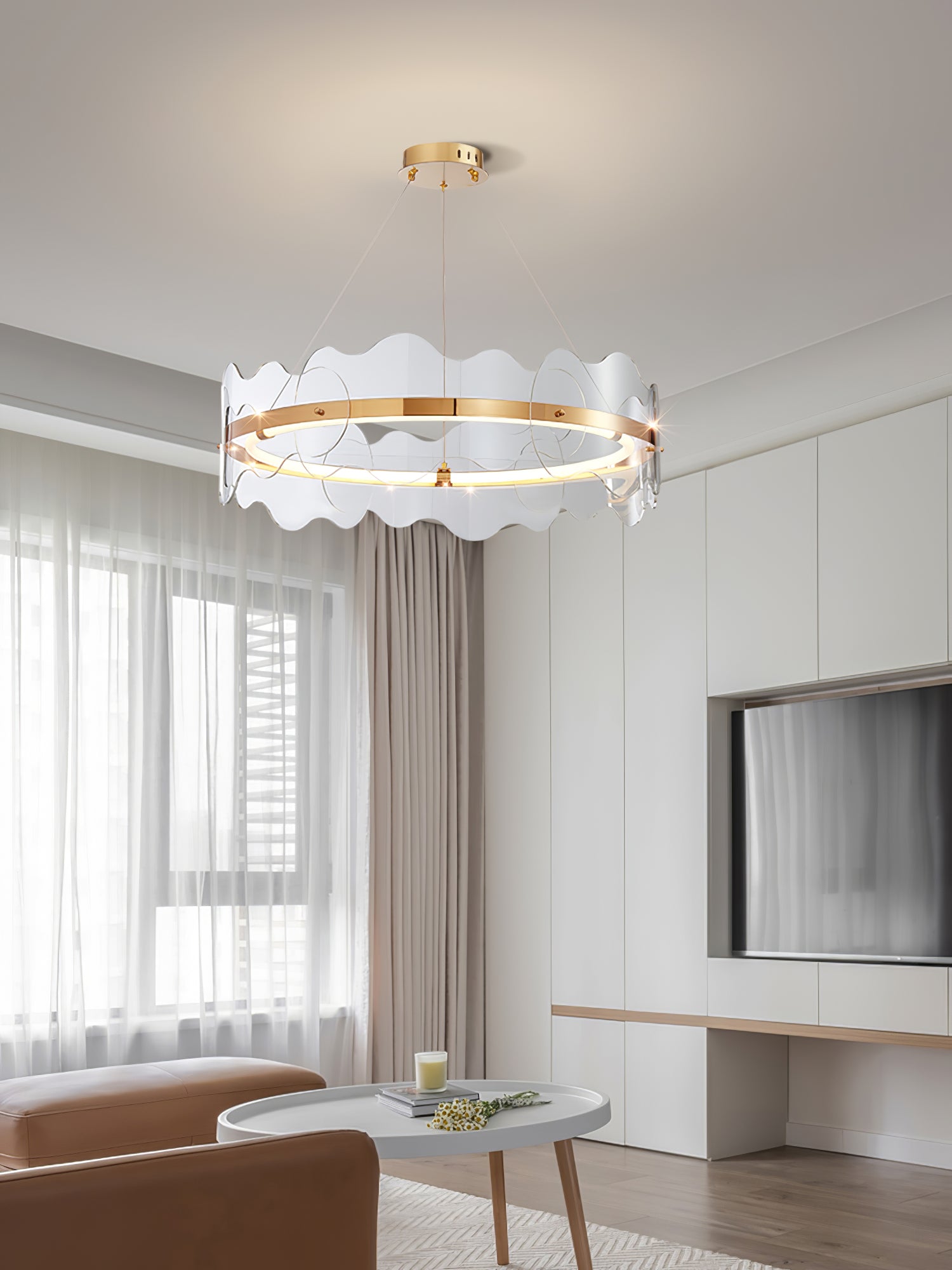 Acrylic Chandelier Modern LED Ring Wave - Letslighting