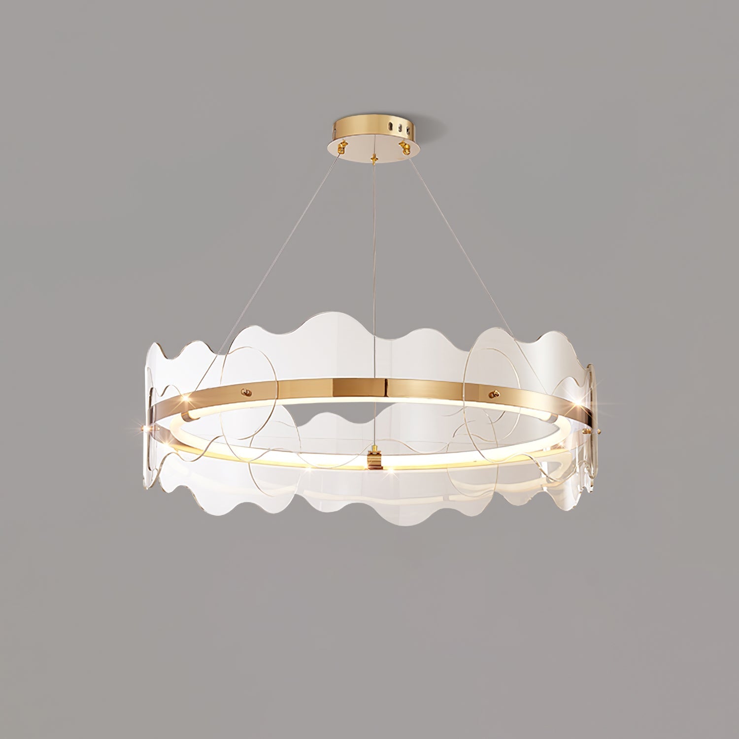 Acrylic Chandelier Modern LED Ring Wave - Letslighting