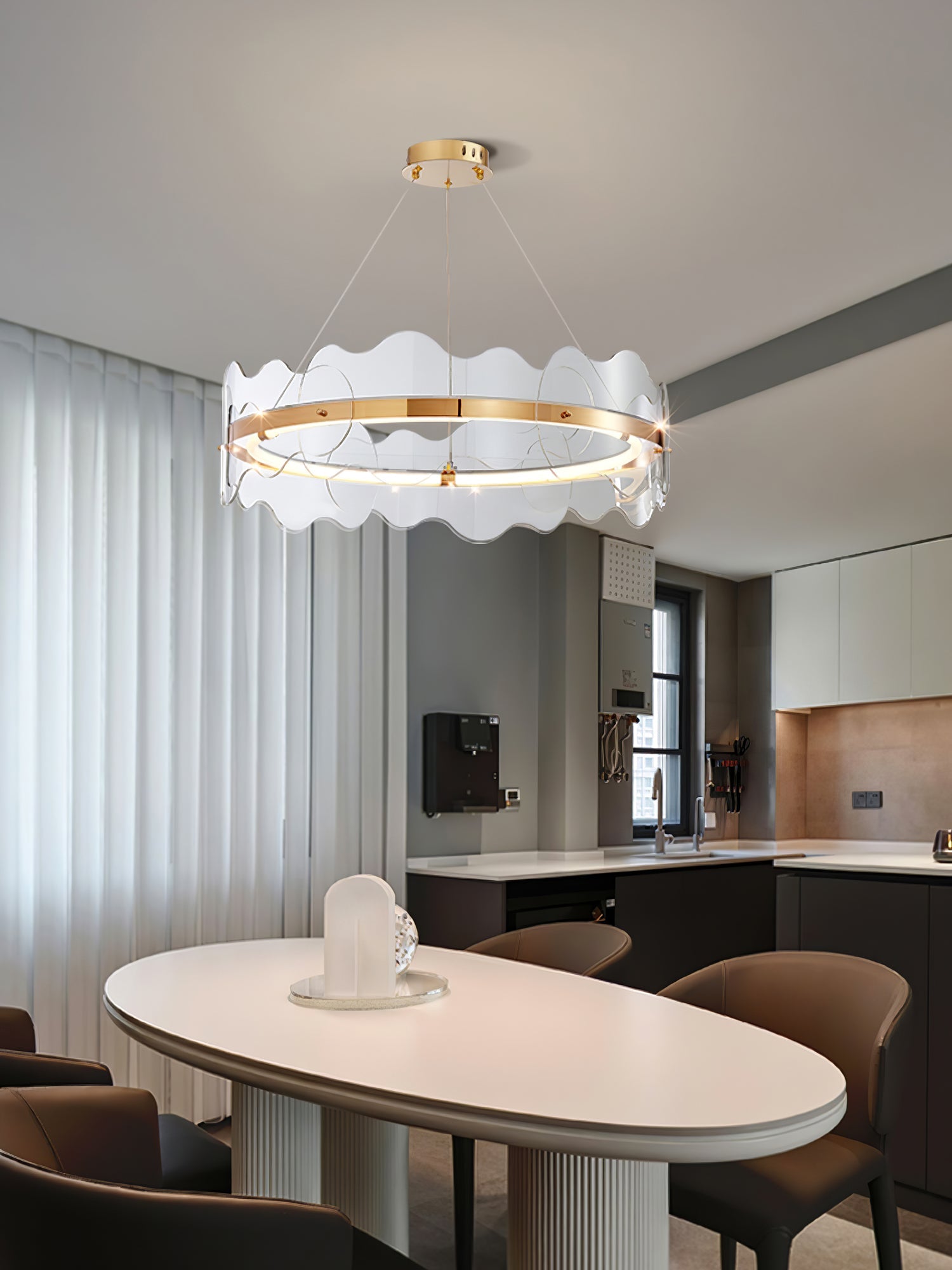 Acrylic Chandelier Modern LED Ring Wave - Letslighting