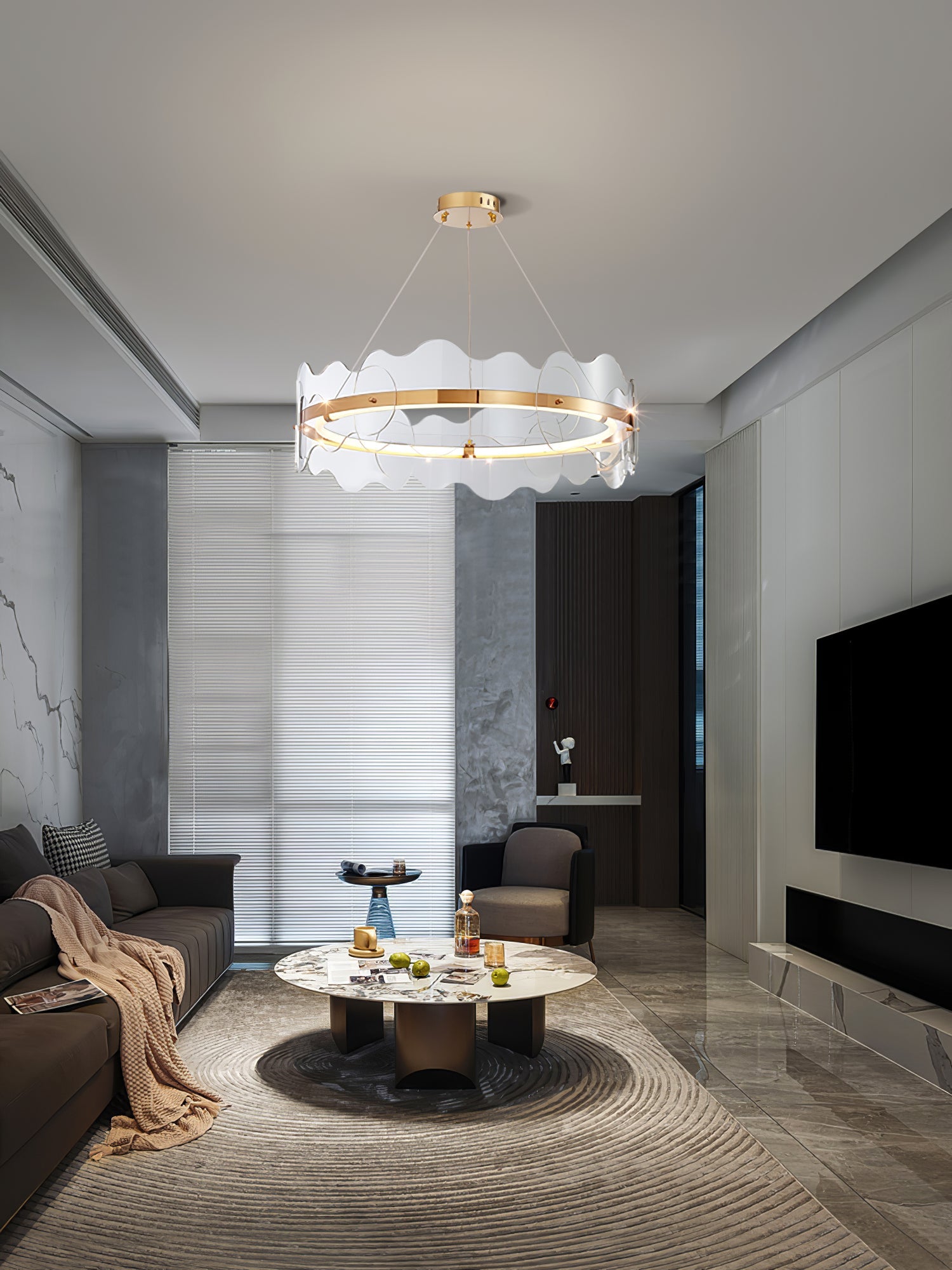 Acrylic Chandelier Modern LED Ring Wave - Letslighting
