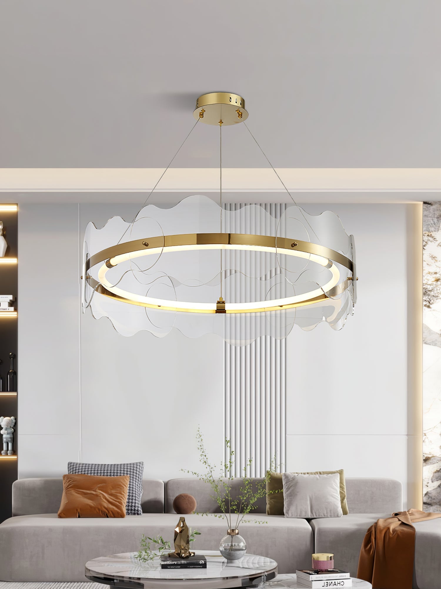 Acrylic Chandelier Modern LED Ring Wave - Letslighting