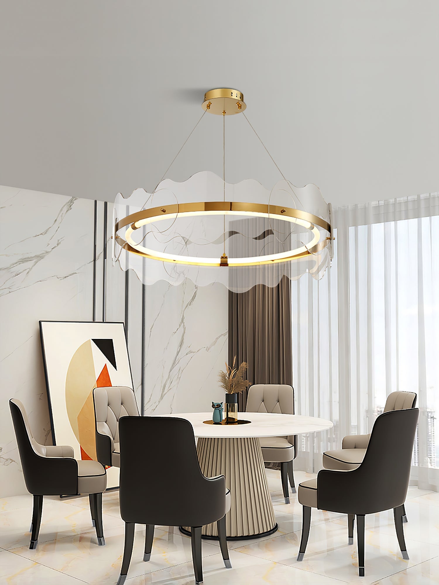 Acrylic Chandelier Modern LED Ring Wave - Letslighting