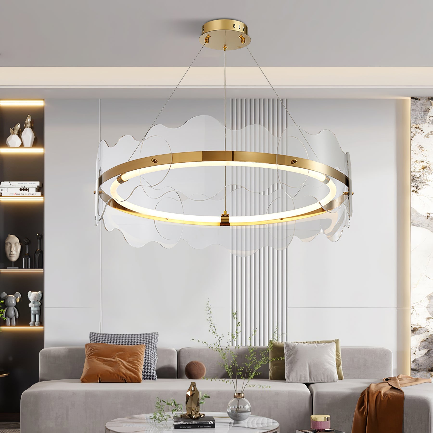 Acrylic Chandelier Modern LED Ring Wave - Letslighting