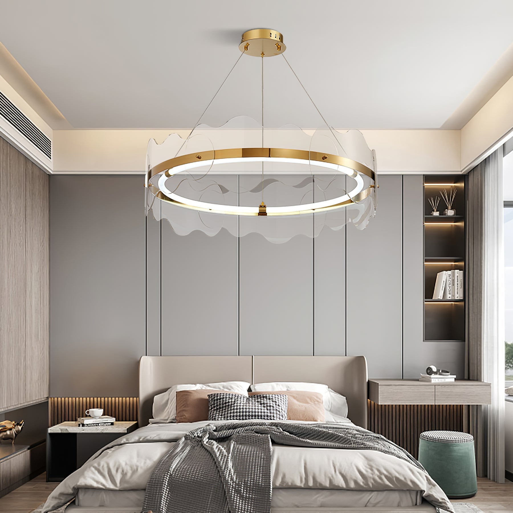 Acrylic Chandelier Modern LED Ring Wave - Letslighting