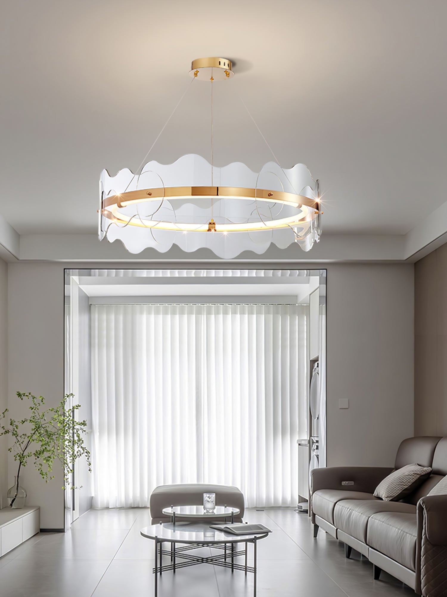 Acrylic Chandelier Modern LED Ring Wave - Letslighting