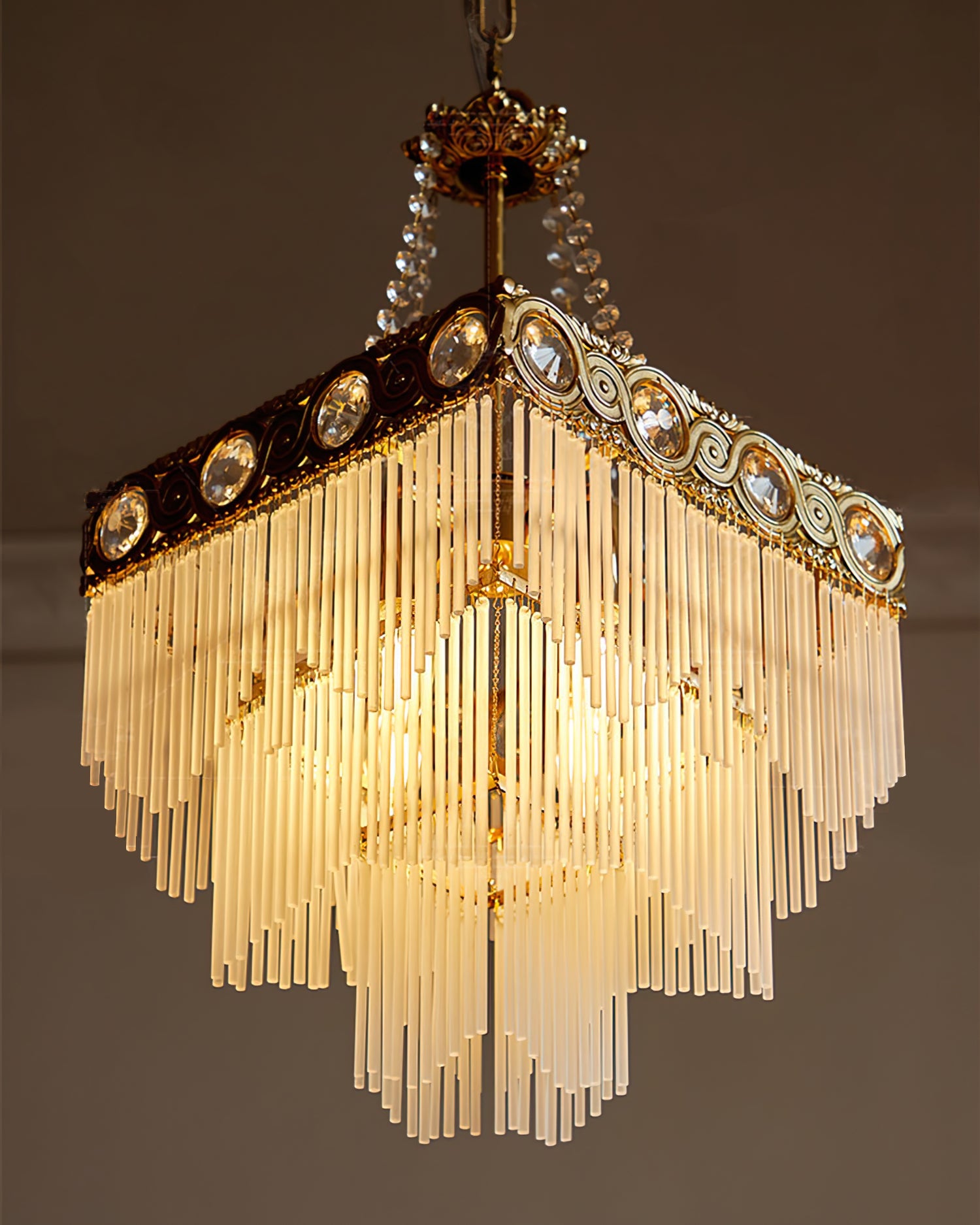 Brass Frame Glass Pendant Lamp For Elegant Dining - Letslighting