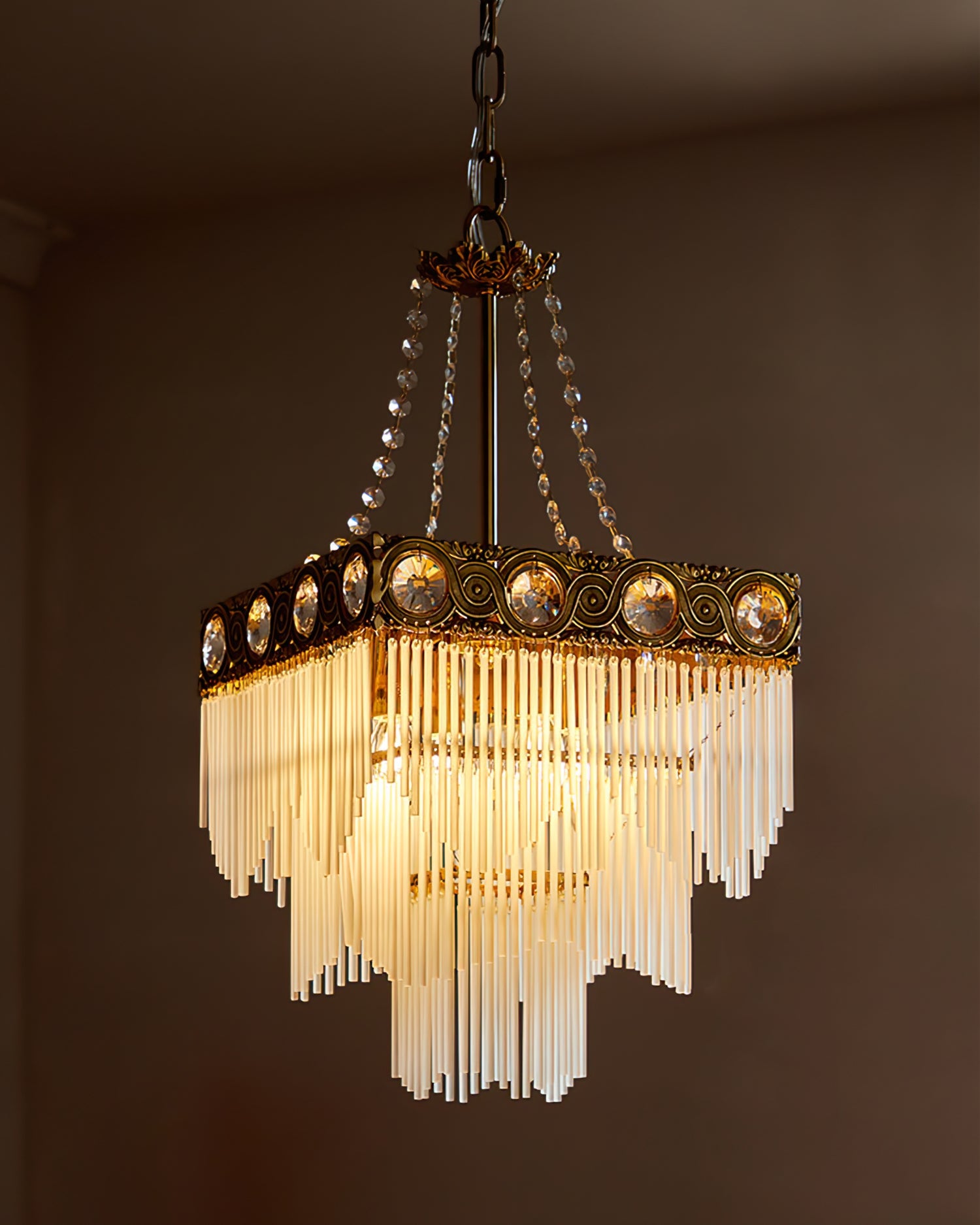 Brass Frame Glass Pendant Lamp For Elegant Dining - Letslighting