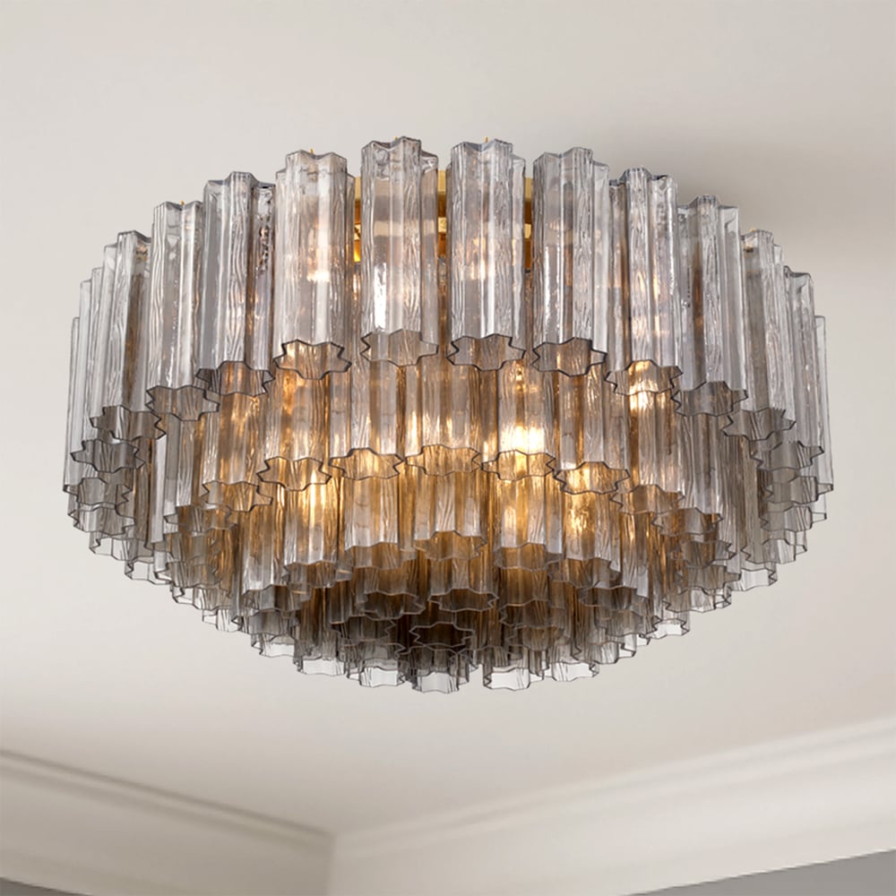 Aurora Ceiling Lamp Glass Tube Layered Amber
