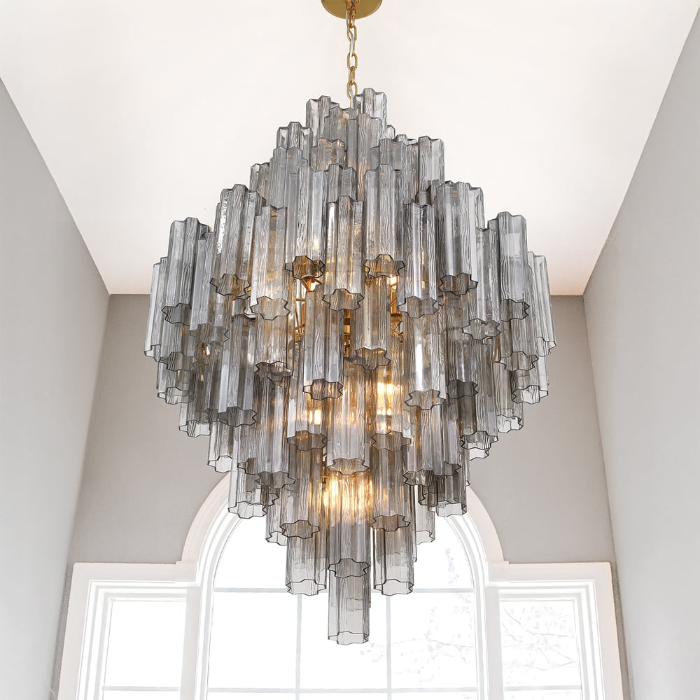 Aurora Diamond Chandelier Glass Tube Layered Amber