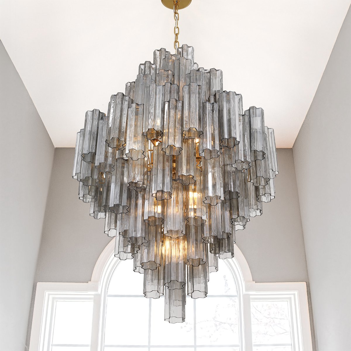 Aurora Diamond Chandelier Glass Tube Layered Amber