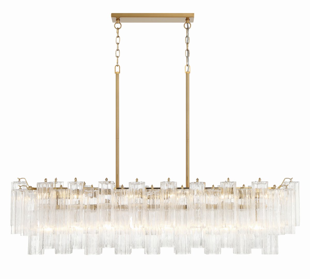 Aurora Linear Chandelier Glass Tube Tiered Amber