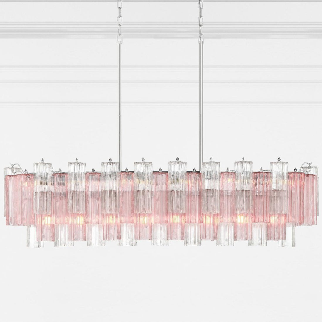 Aurora Linear Chandelier Glass Tube Tiered Amber