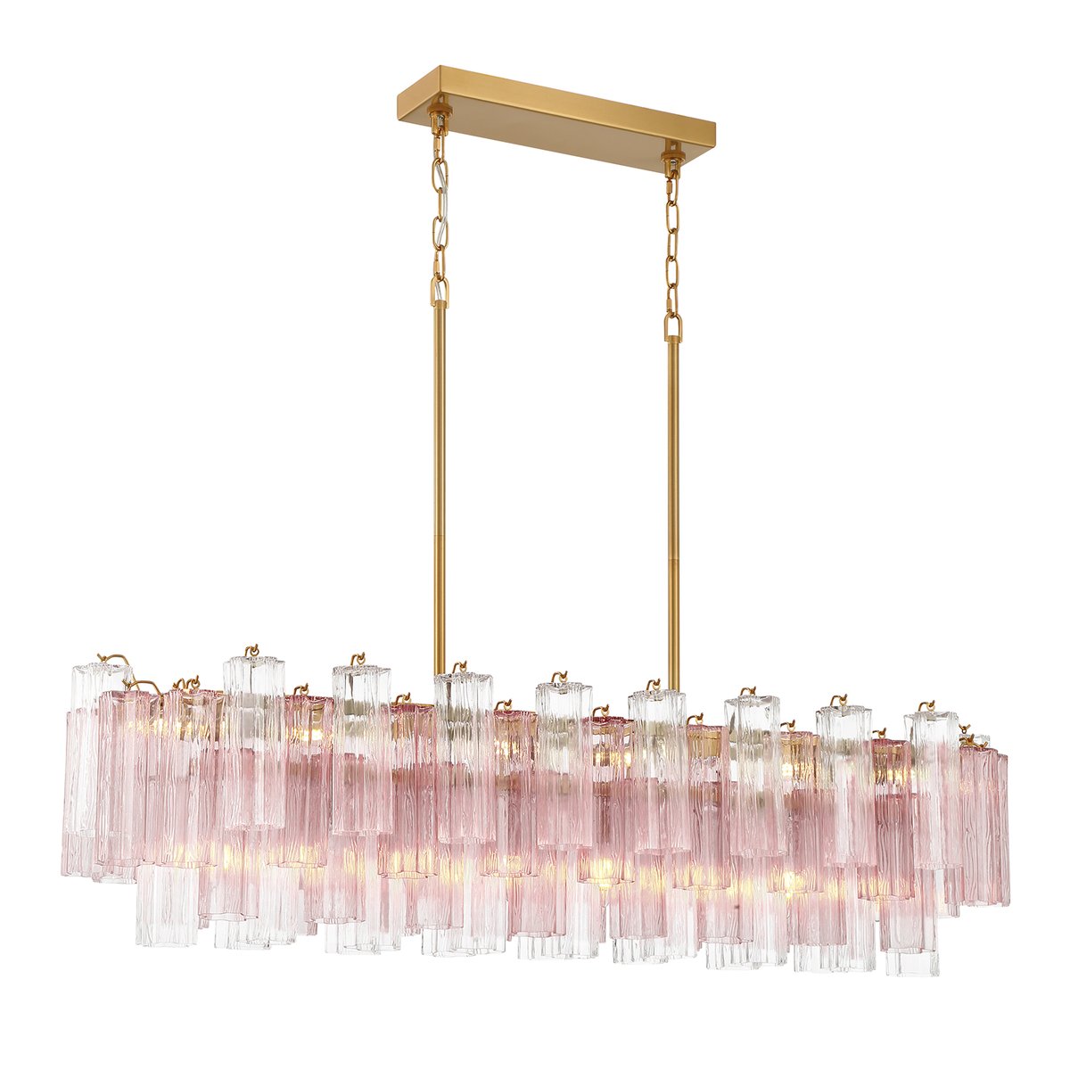Aurora Linear Chandelier Glass Tube Tiered Amber