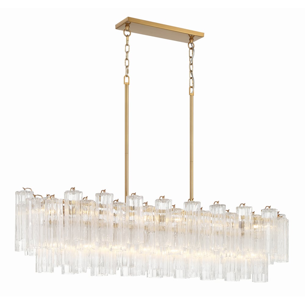 Aurora Linear Chandelier Glass Tube Tiered Amber