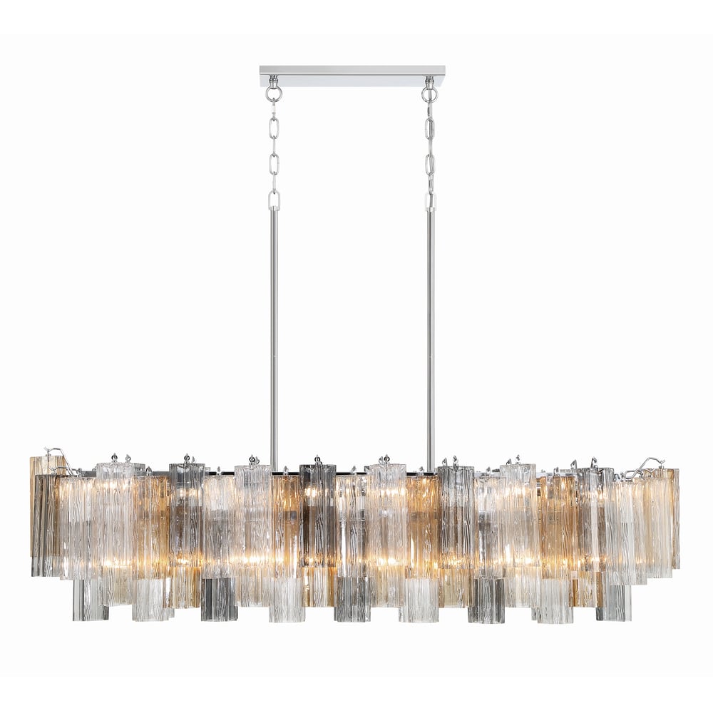 Aurora Linear Chandelier Glass Tube Tiered Amber