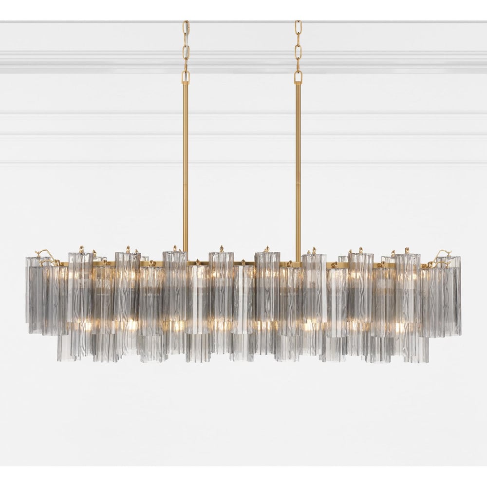 Aurora Linear Chandelier Glass Tube Tiered Amber
