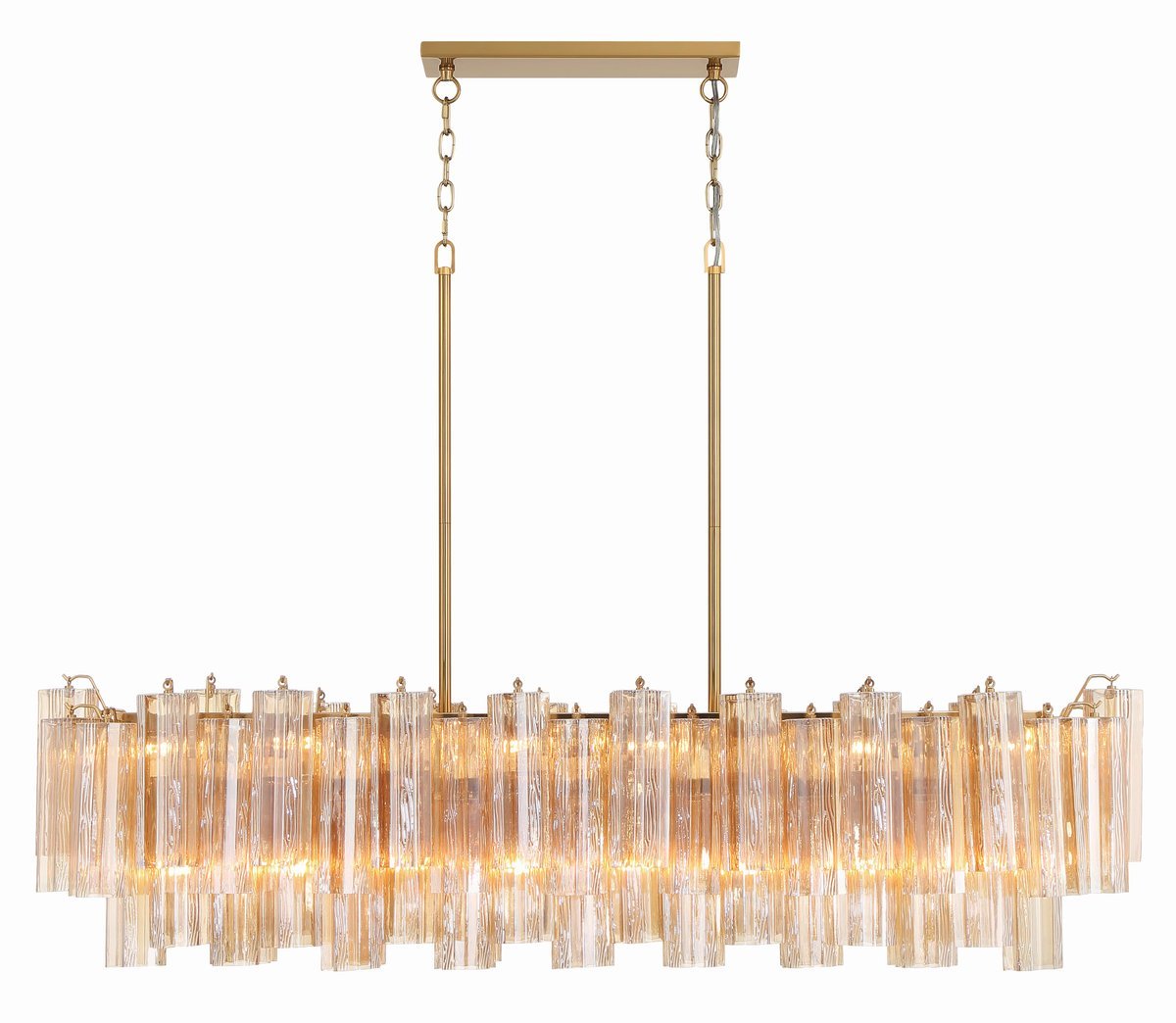 Aurora Linear Chandelier Glass Tube Tiered Amber