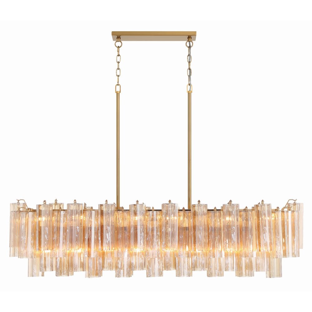 Aurora Linear Chandelier Glass Tube Tiered Amber