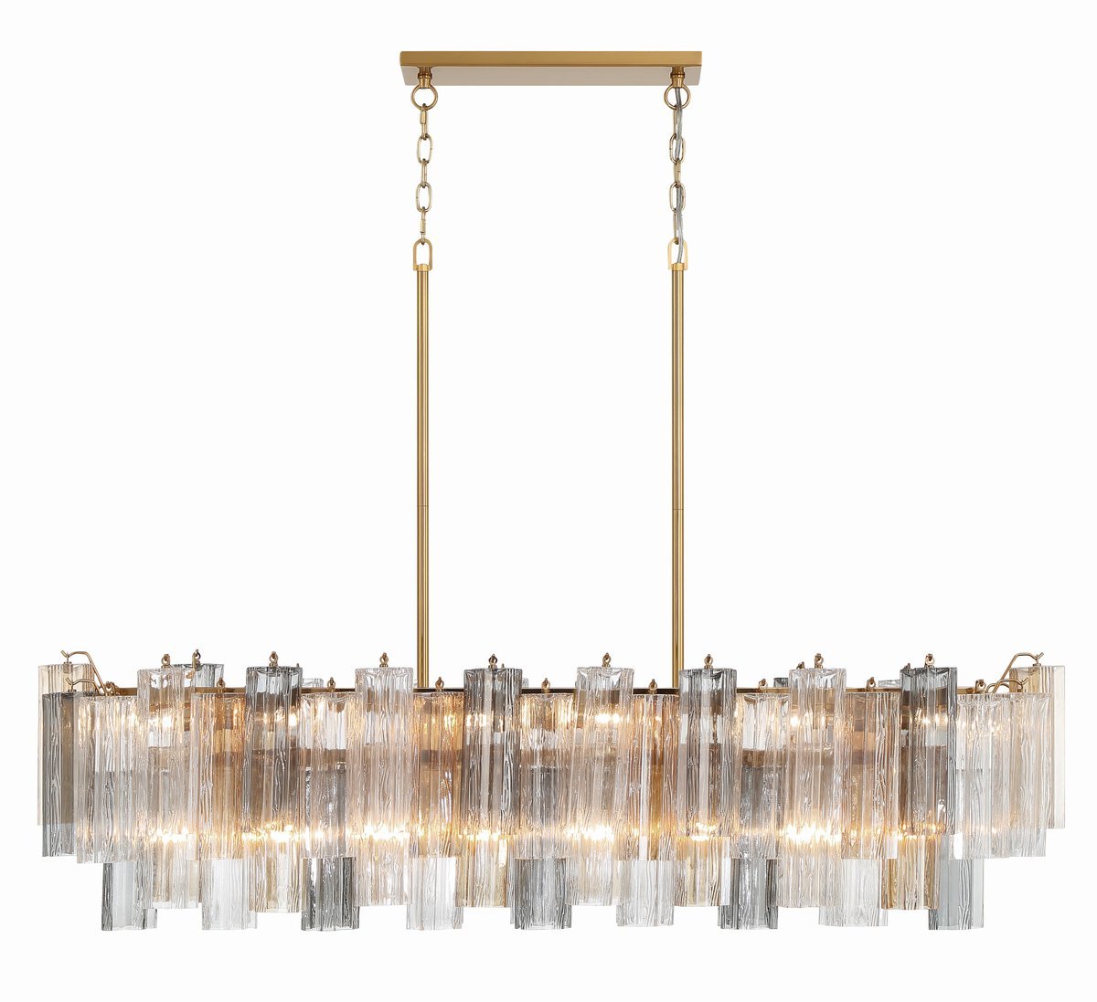 Aurora Linear Chandelier Glass Tube Tiered Amber